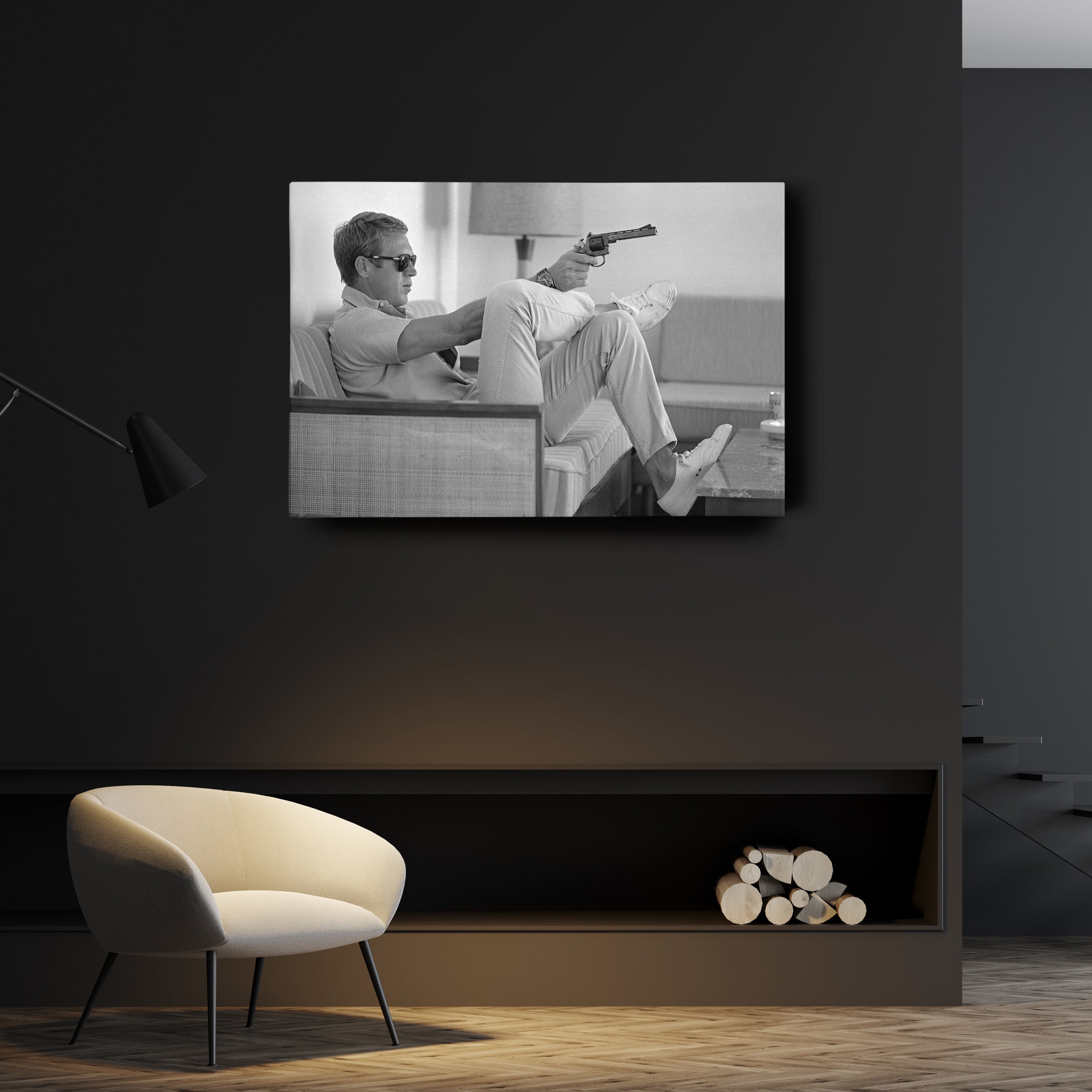 Steve McQueen's Revolver Canvas Art - Classic Movie Wall Decor Print