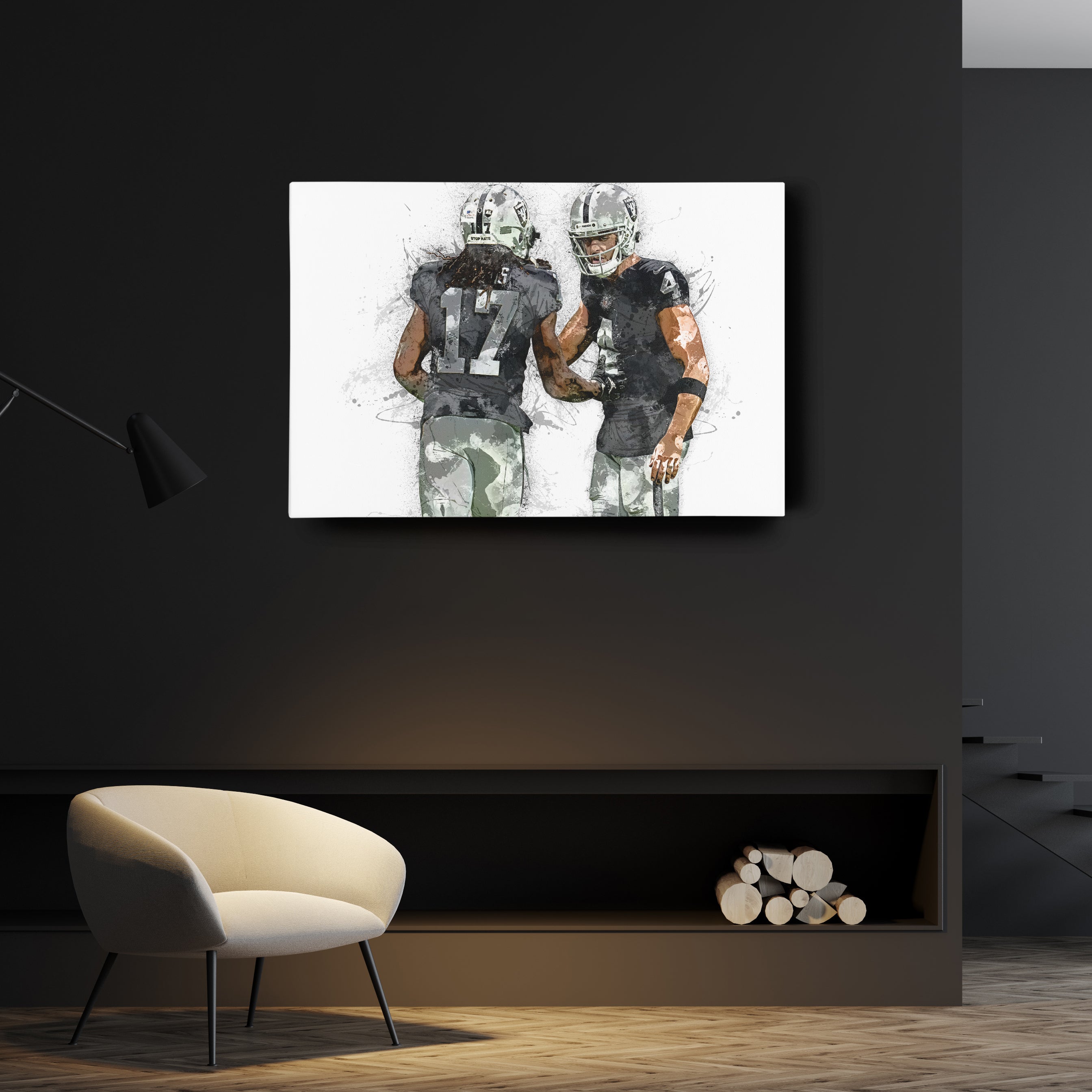 Derek Carr & Davante Adams Canvas Art – Las Vegas Raiders Wall Decor