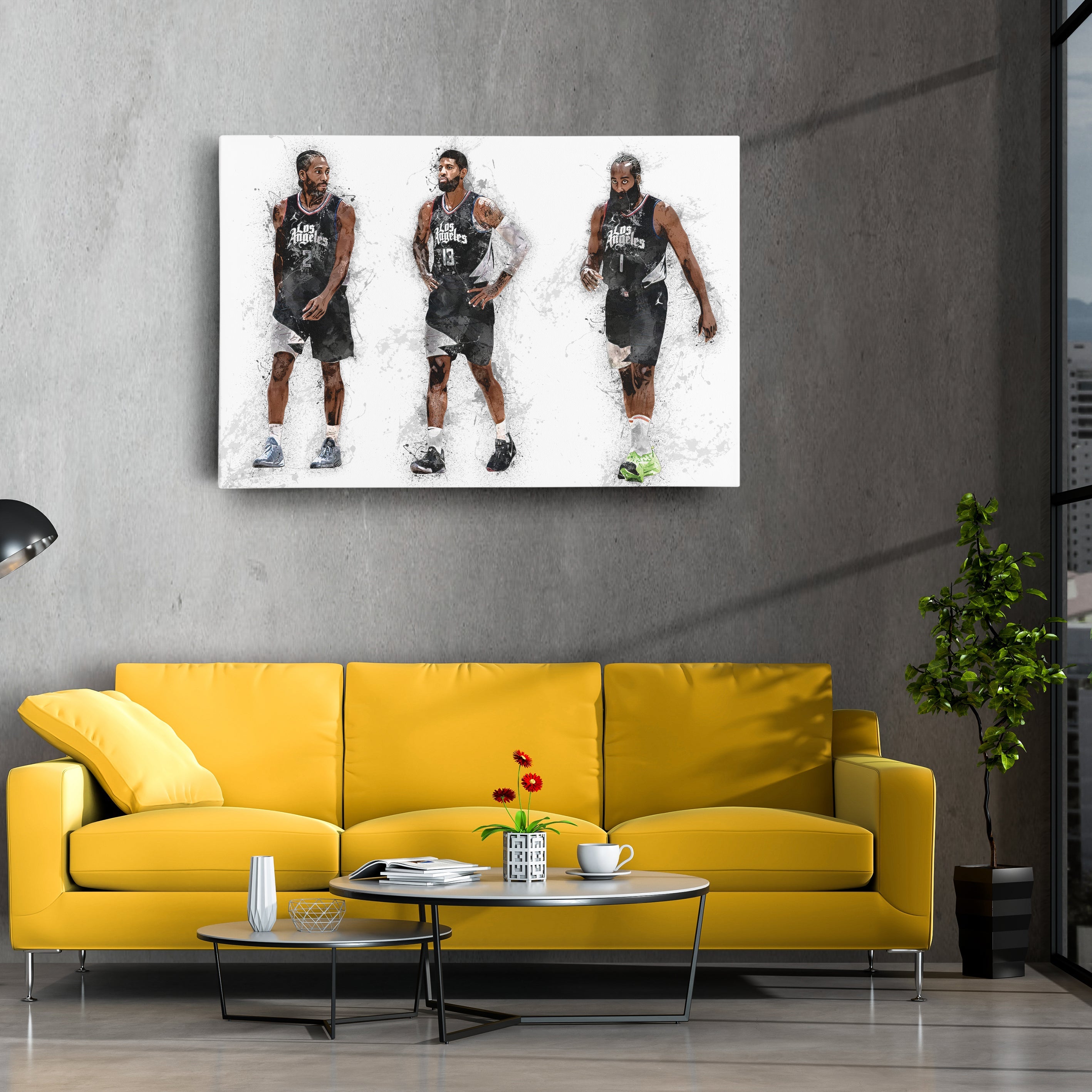 Kawhi Leonard, Paul George & James Harden Canvas Art - LA Clippers Wall Decor