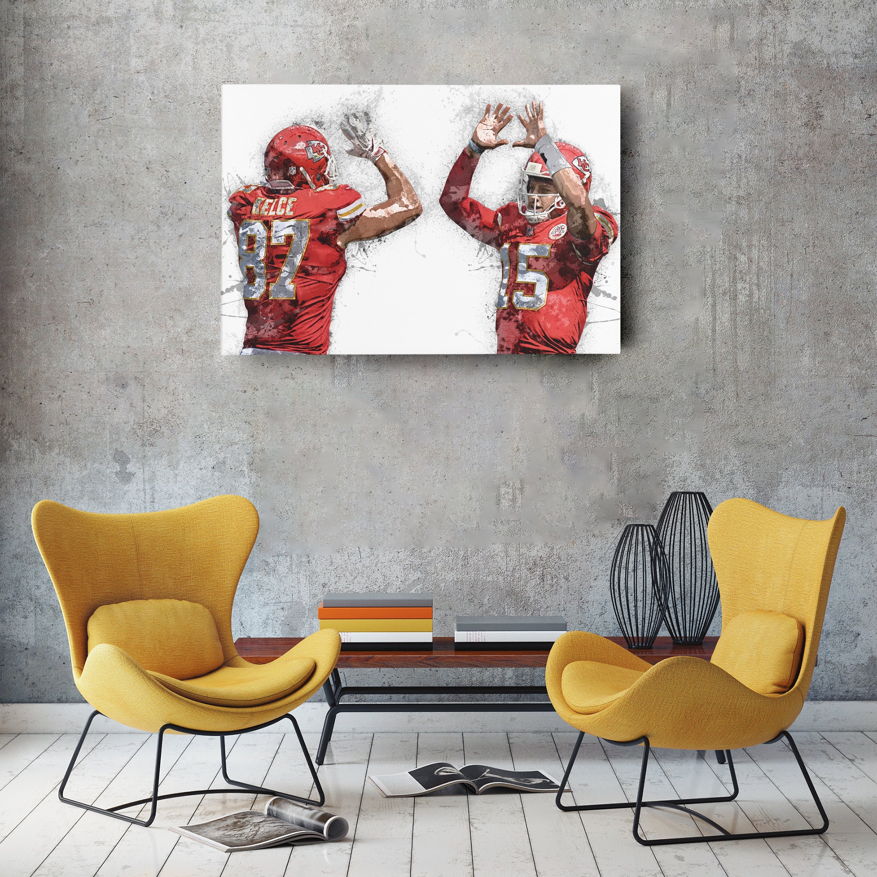 Patrick Mahomes & Travis Kelce Canvas Art – Kansas City Chiefs Wall Decor