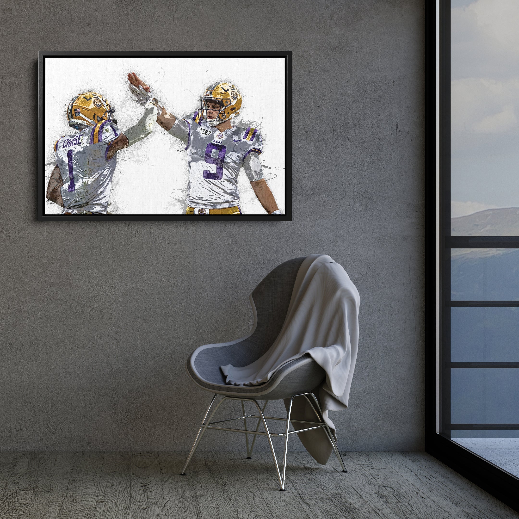 Joe Burrow & Ja'Marr Chase Canvas Art – LSU Tigers Wall Decor