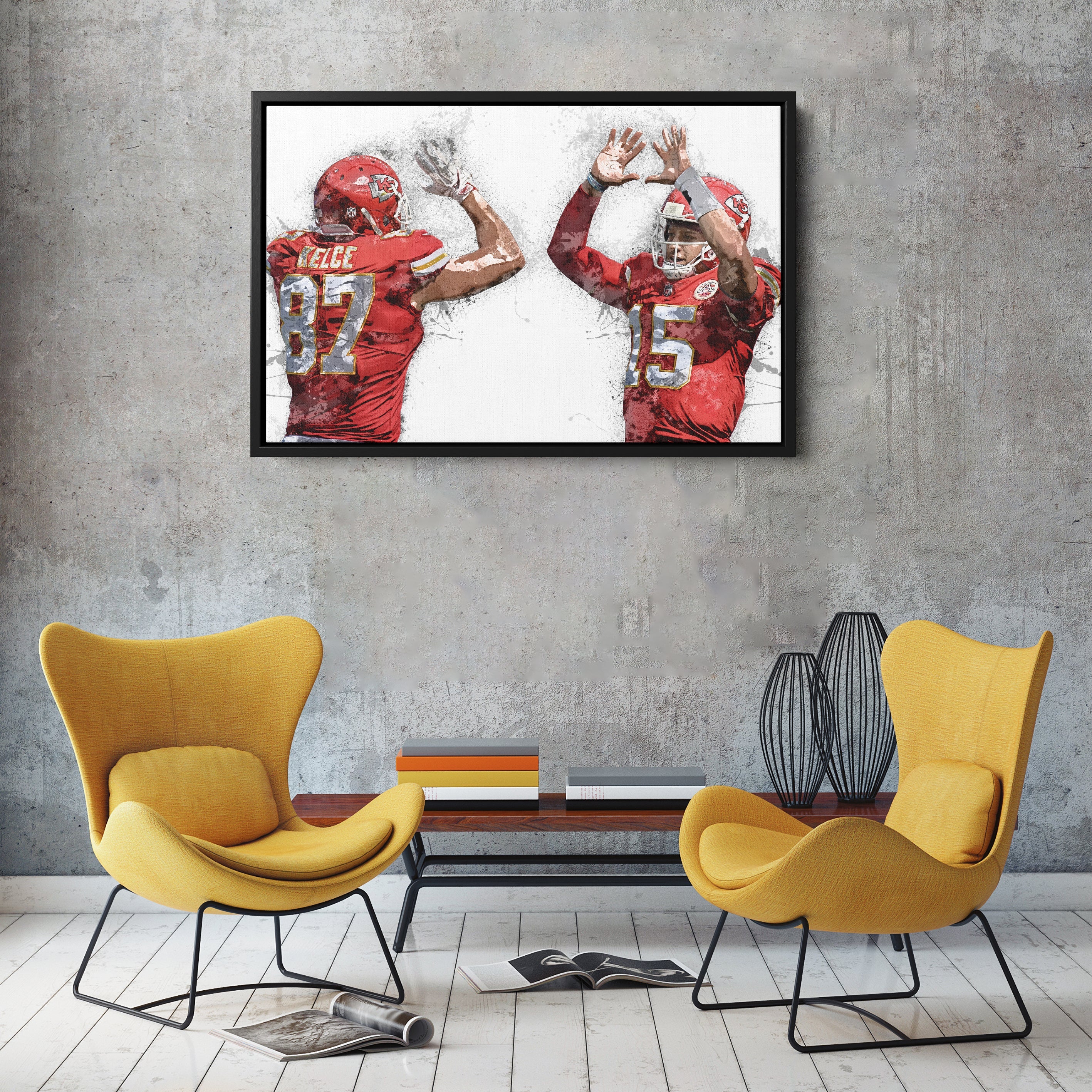 Patrick Mahomes & Travis Kelce Canvas Art – Kansas City Chiefs Wall Decor