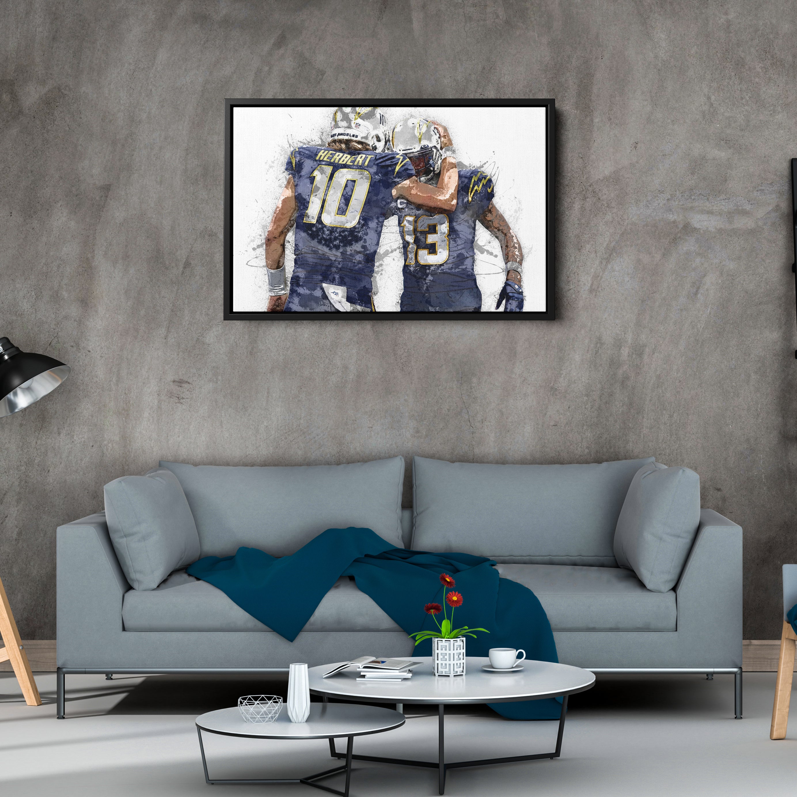 Justin Herbert & Keenan Allen Canvas Art – Los Angeles Chargers Wall Decor