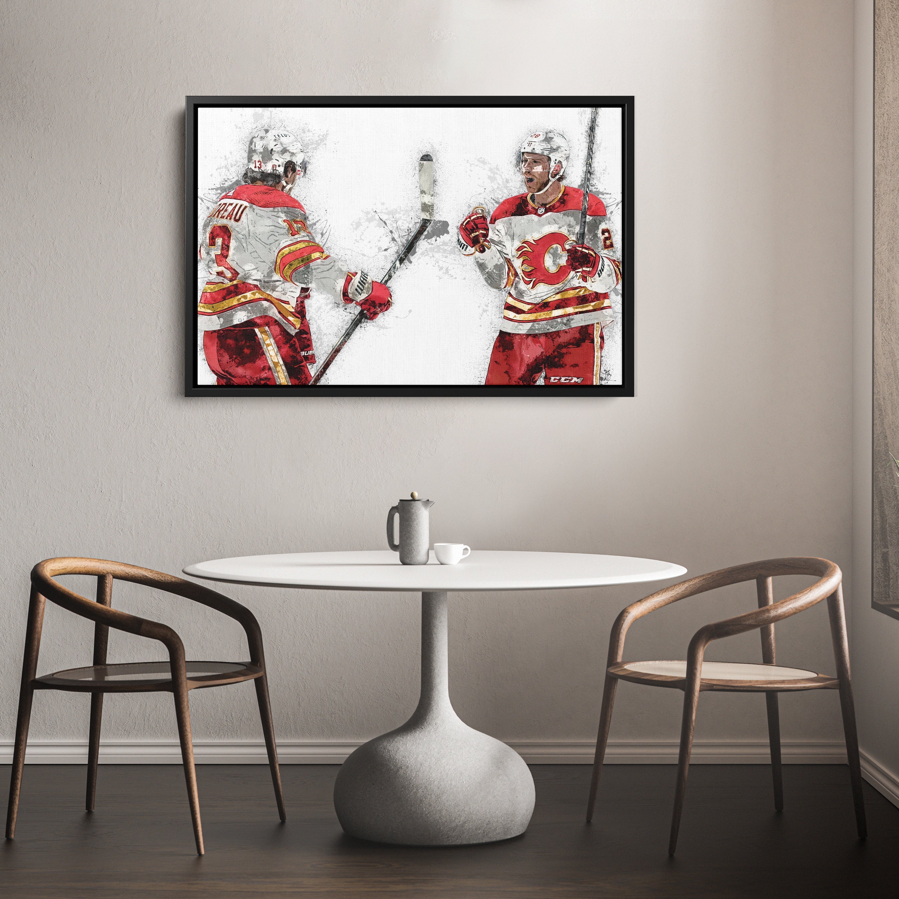 Johnny Gaudreau & Elias Lindholm Canvas Art – Calgary Flames Wall Decor