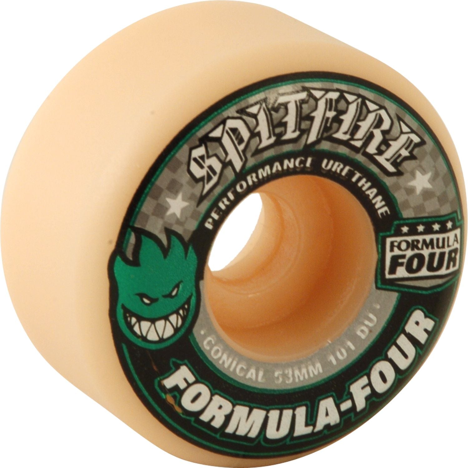 Spitfire Wheels F4 Conical 53mm 101a - White/Green/Black (Set of 4)