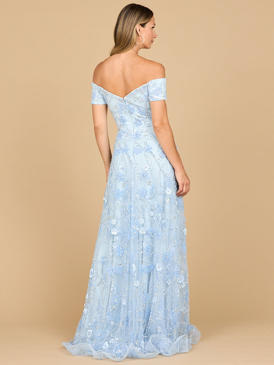 Lara 28882- Off Shoulder A-Line Floral Gown