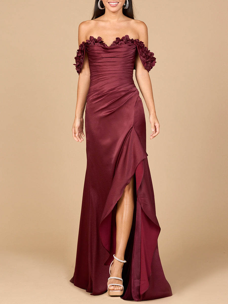 Off Shoulder Crepe Gown