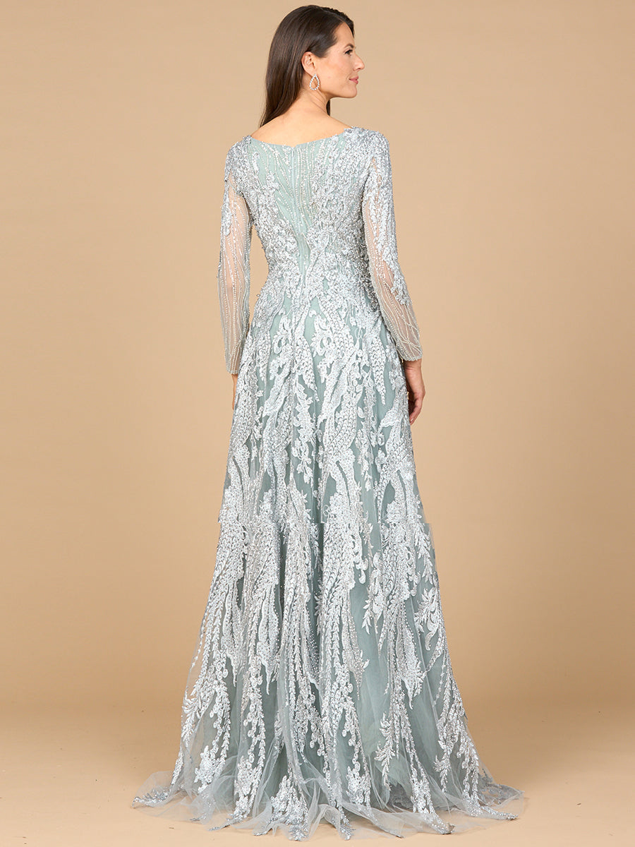 Long Sleeve, Modest Beaded Gown