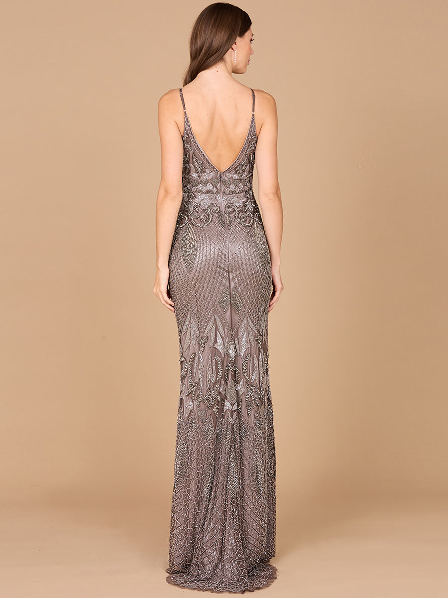 Sleeveless V-Neck Beaded Dress