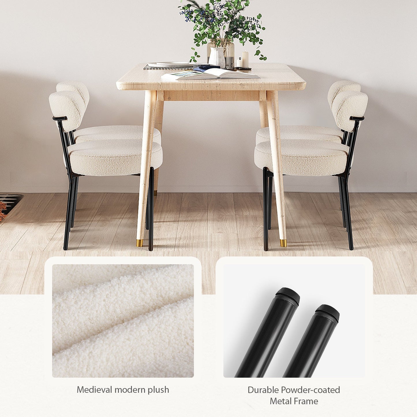 LuneluX_Home – Set of 2 Bouclé Dining Chairs | Nordic Edition