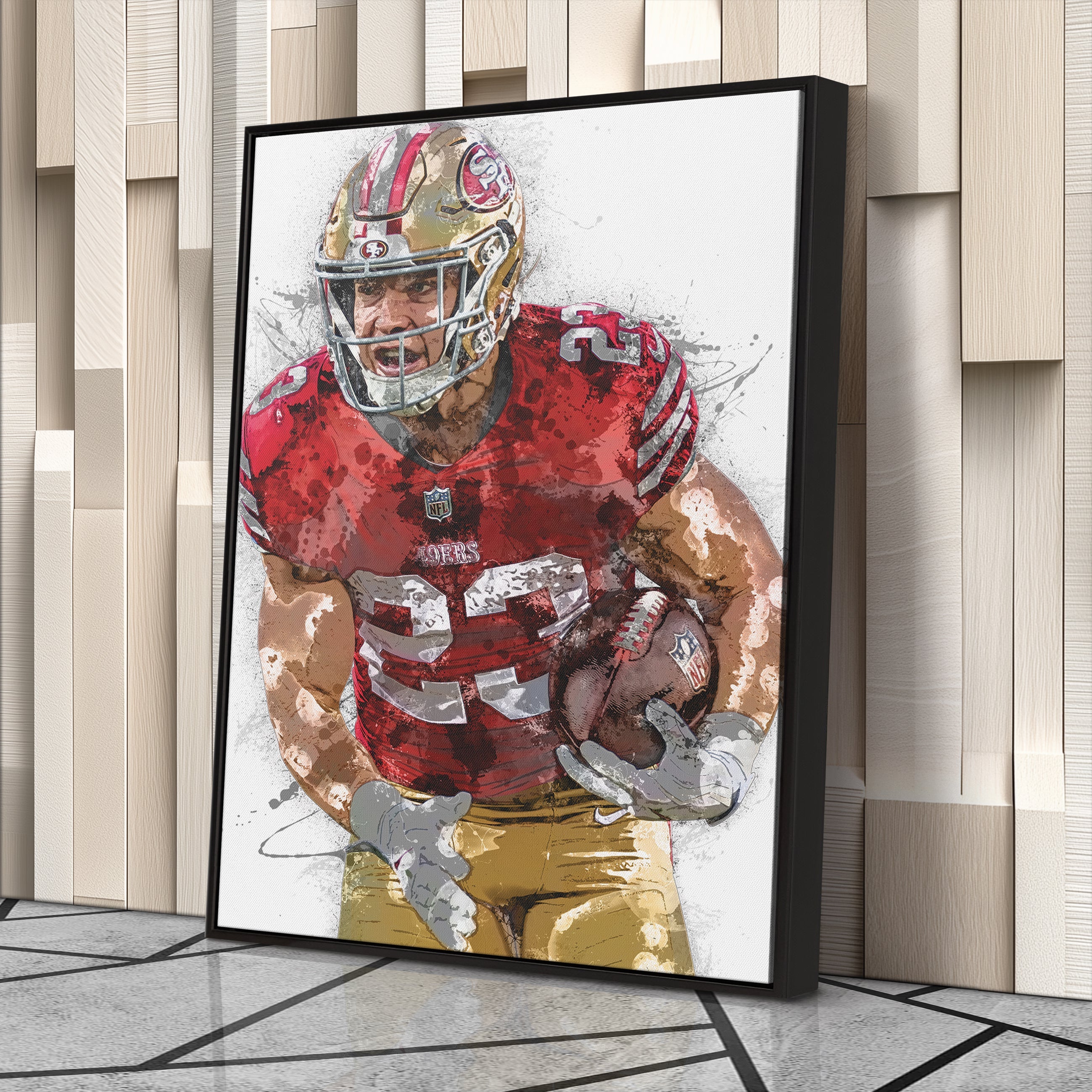 Christian McCaffrey Canvas Art – San Francisco 49ers Wall Decor