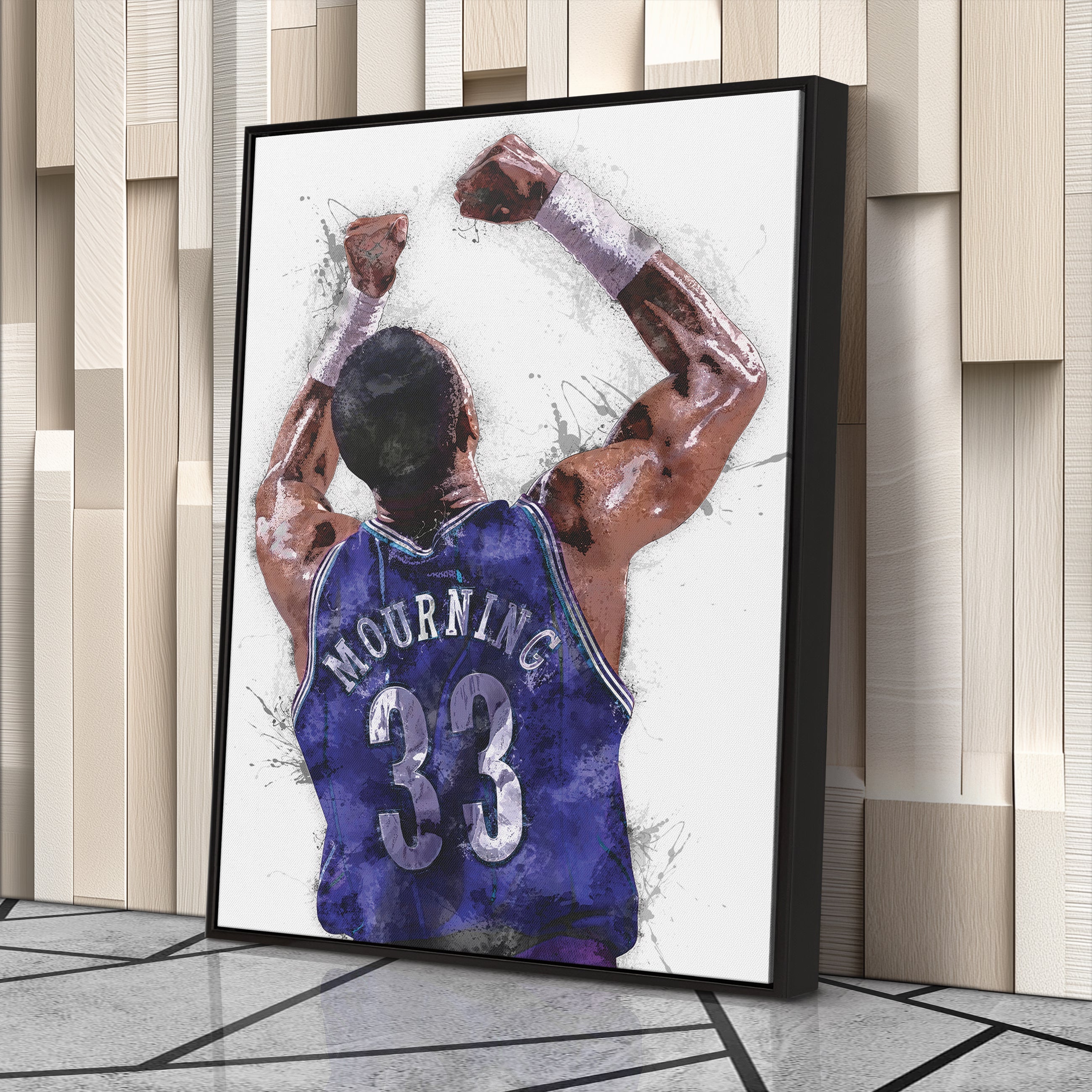 Alonzo Mourning Canvas Art – Charlotte Hornets Wall Decor