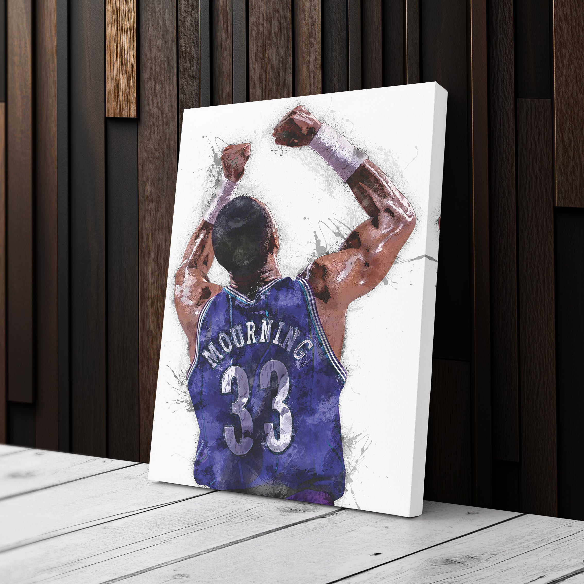 Alonzo Mourning Canvas Art – Charlotte Hornets Wall Decor