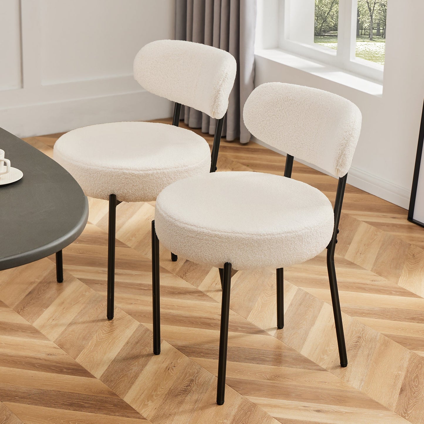 LuneluX_Home – Set of 2 Bouclé Dining Chairs | Nordic Edition