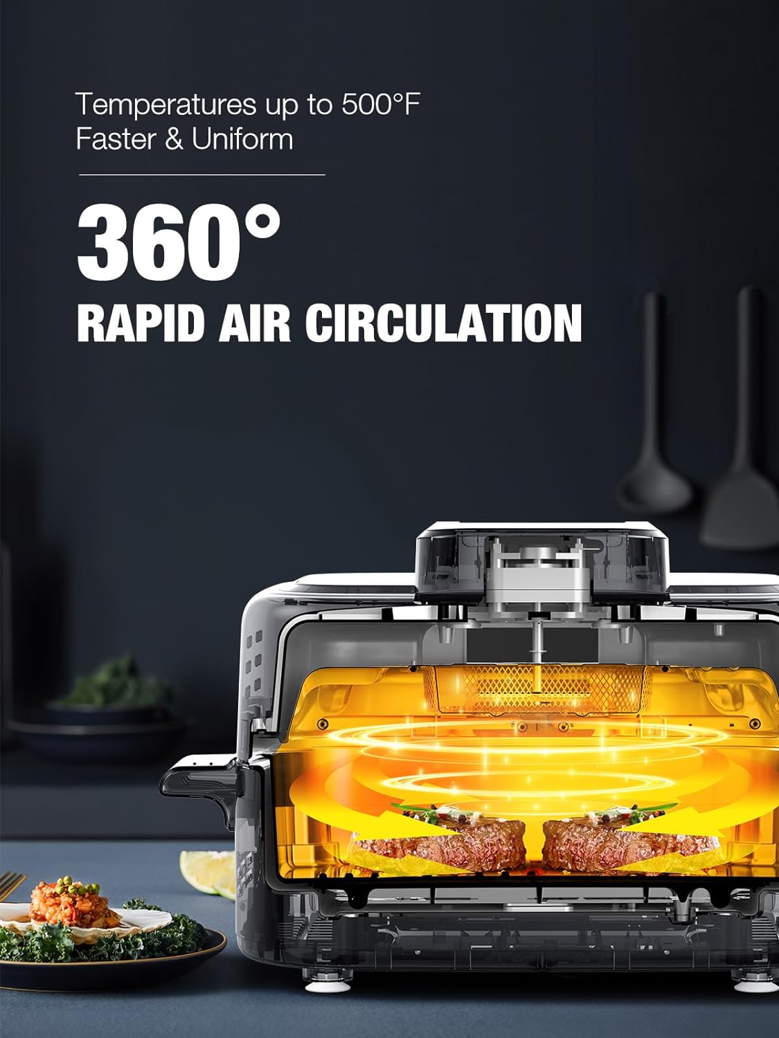 5-IN-1 5QT  Indoor Air Fry, Crisps, Roasts, Reheats, & Dehydrates, for Quick, Easy Meals,Nonstick,Black