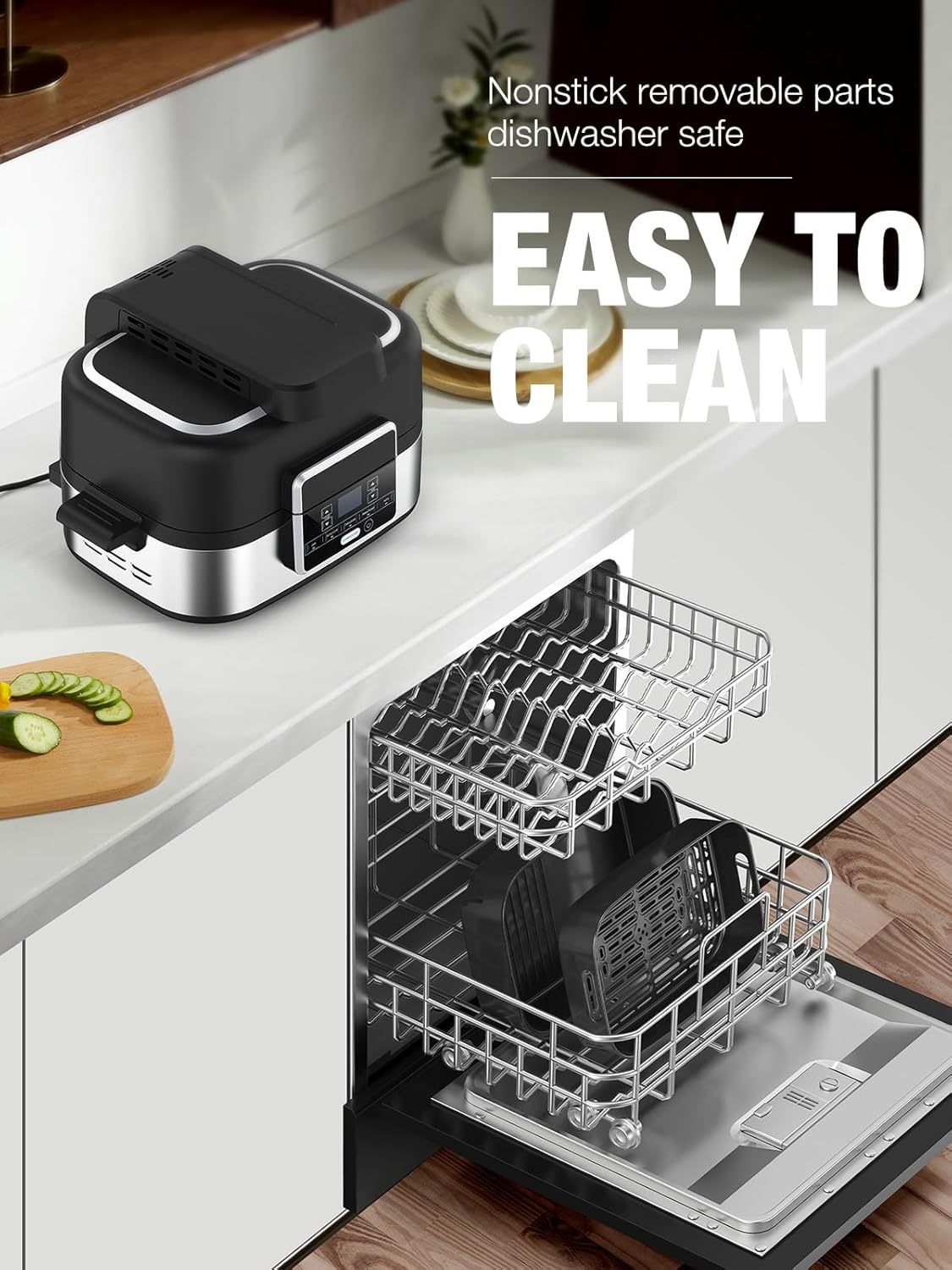 5-IN-1 5QT  Indoor Air Fry, Crisps, Roasts, Reheats, & Dehydrates, for Quick, Easy Meals,Nonstick,Black