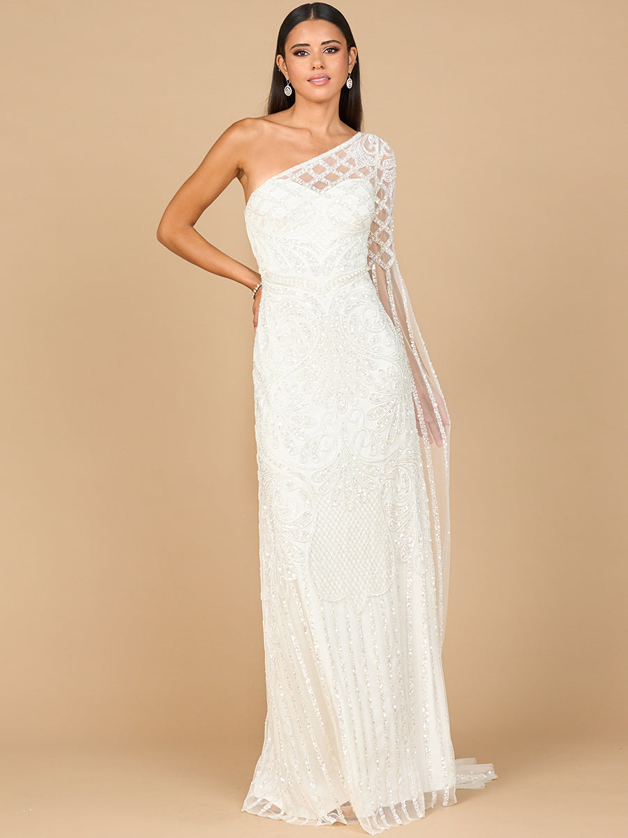 One Sleeve Beaded Bridal Gown