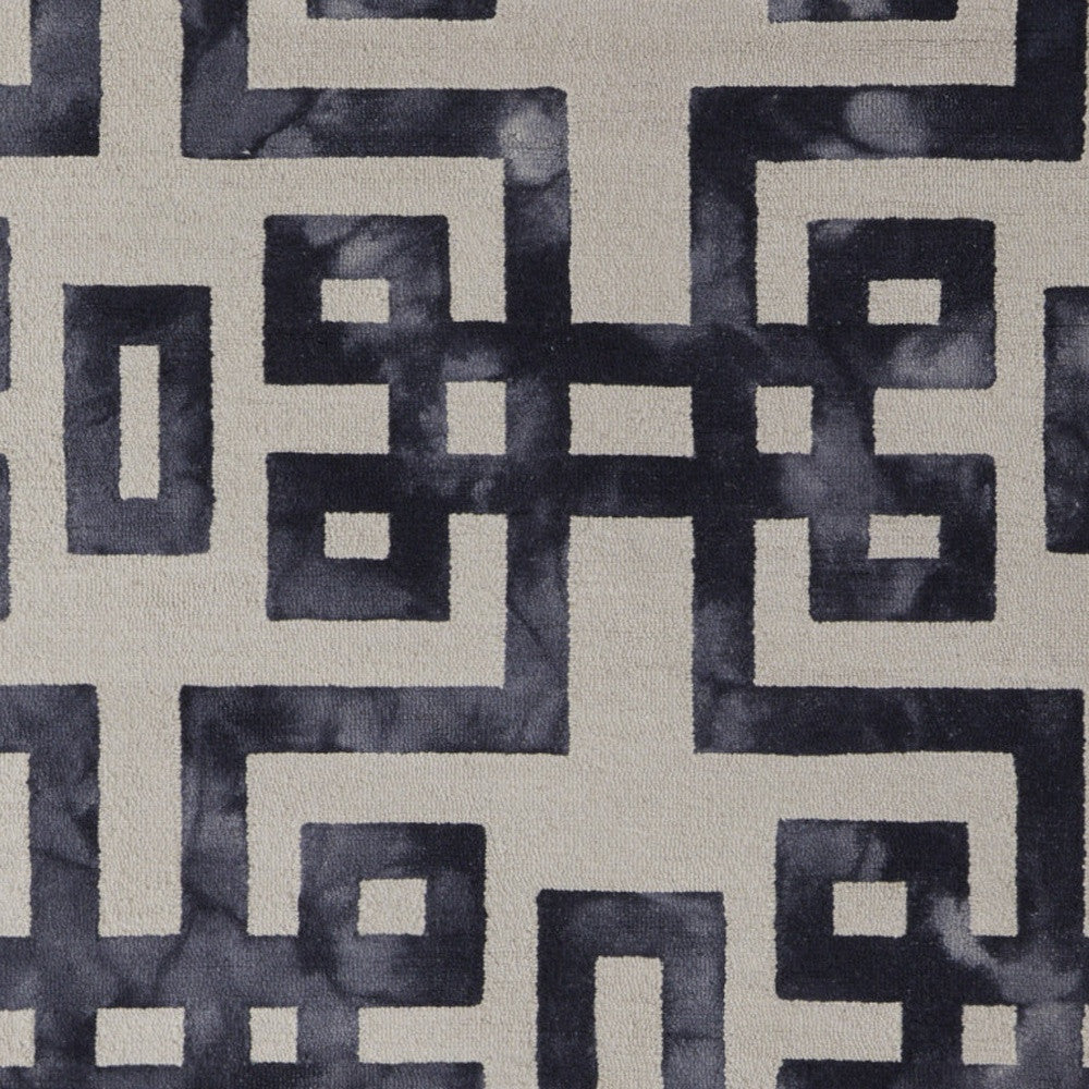 4' X 6' Ivory And Black Wool Geometric Hand Tufted Area Rug