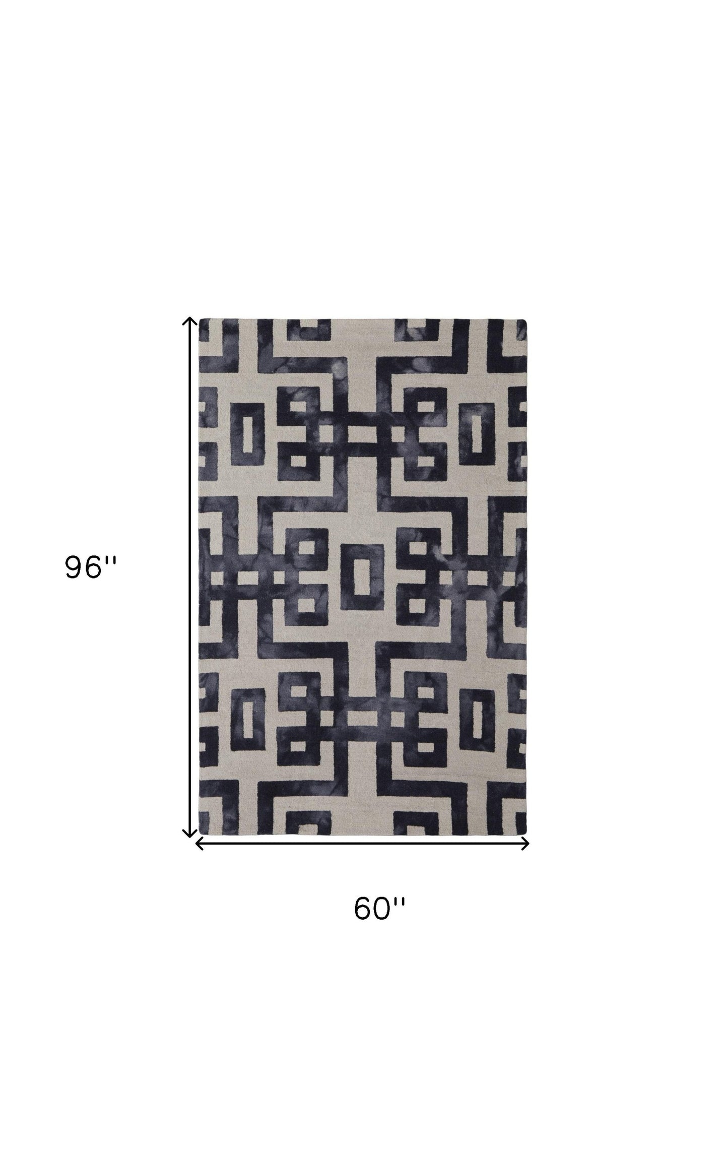 4' X 6' Ivory And Black Wool Geometric Hand Tufted Area Rug