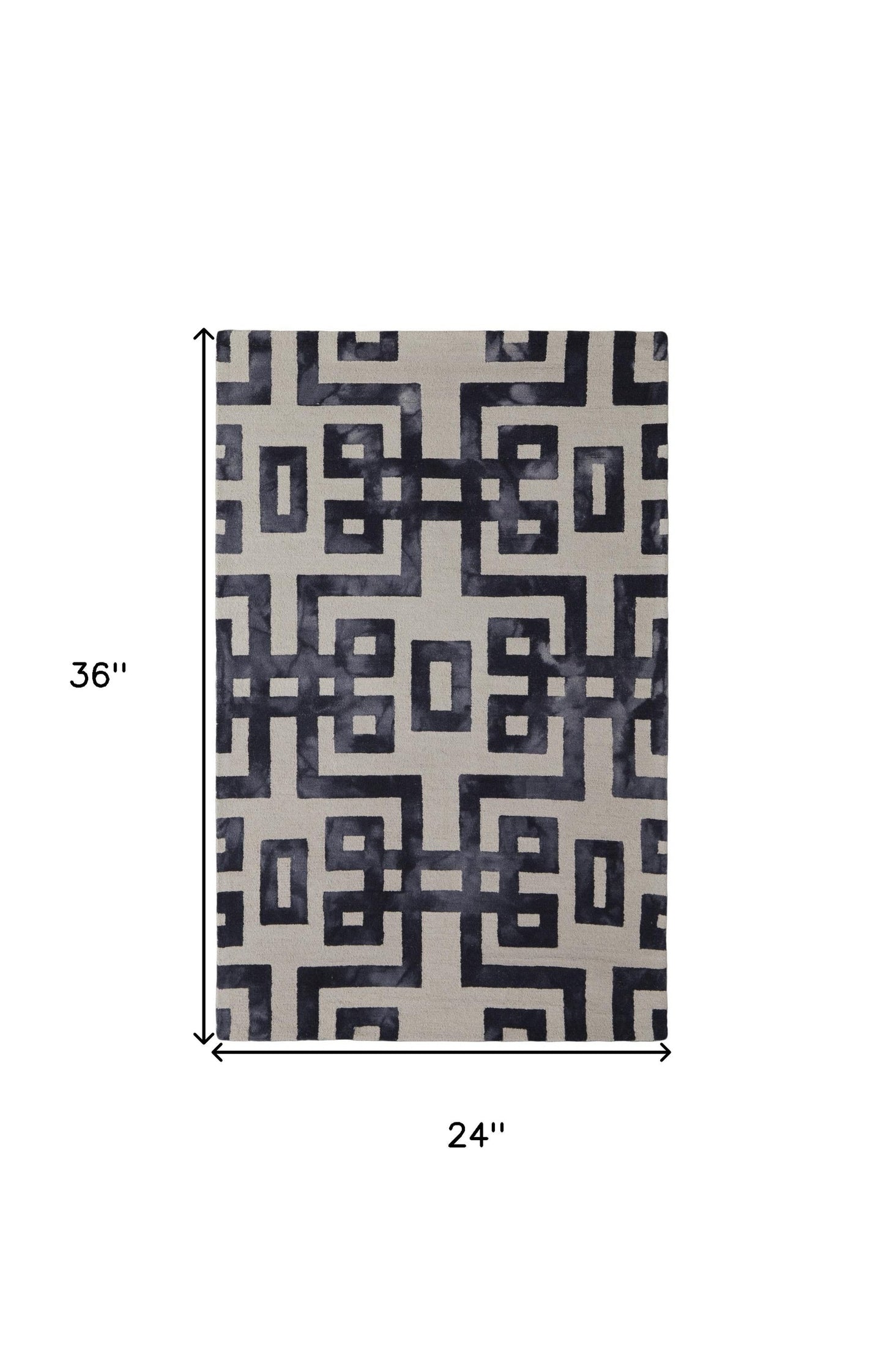 4' X 6' Ivory And Black Wool Geometric Hand Tufted Area Rug