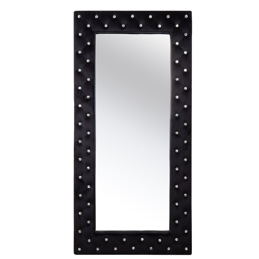 71" Black Wood and Faux Crystal Framed Freestanding and Wall Mount