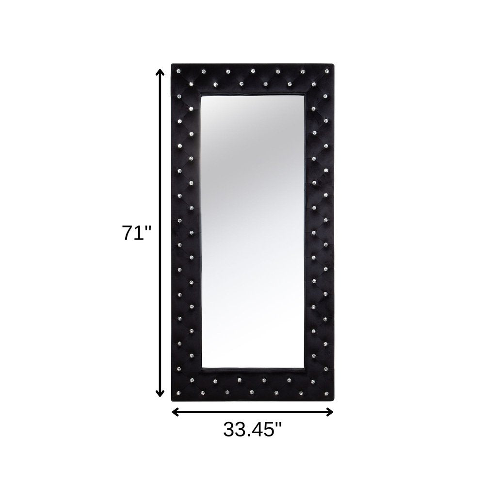 71" Black Wood and Faux Crystal Framed Freestanding and Wall Mount