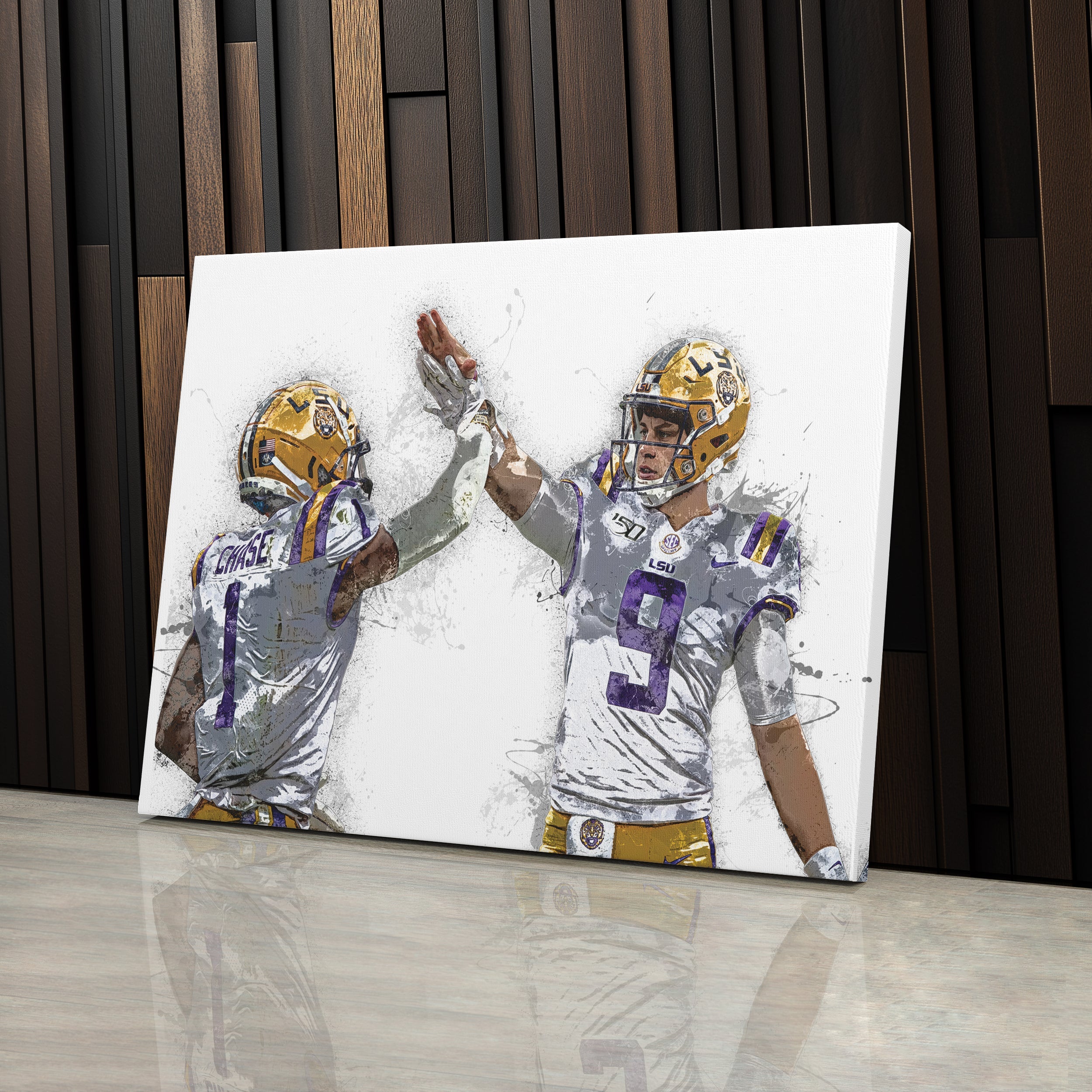 Joe Burrow & Ja'Marr Chase Canvas Art – LSU Tigers Wall Decor