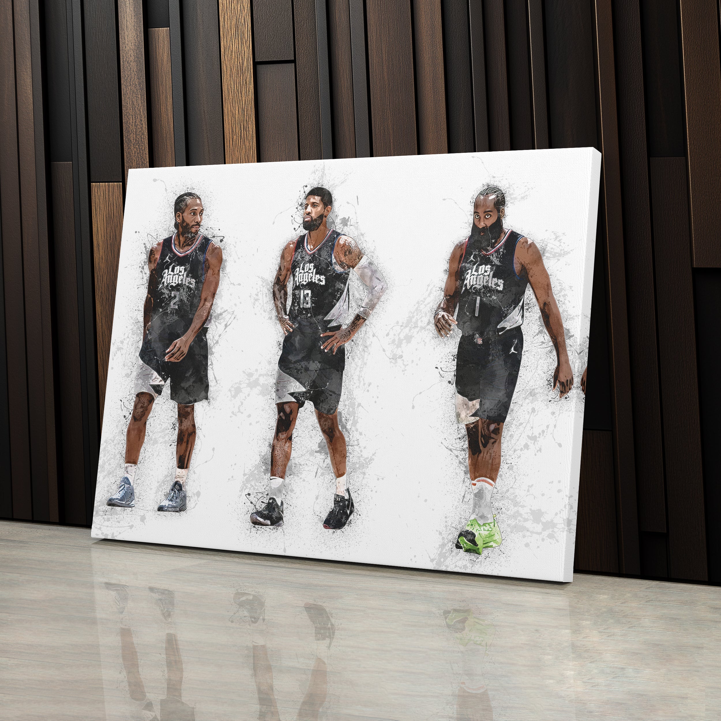 Kawhi Leonard, Paul George & James Harden Canvas Art - LA Clippers Wall Decor