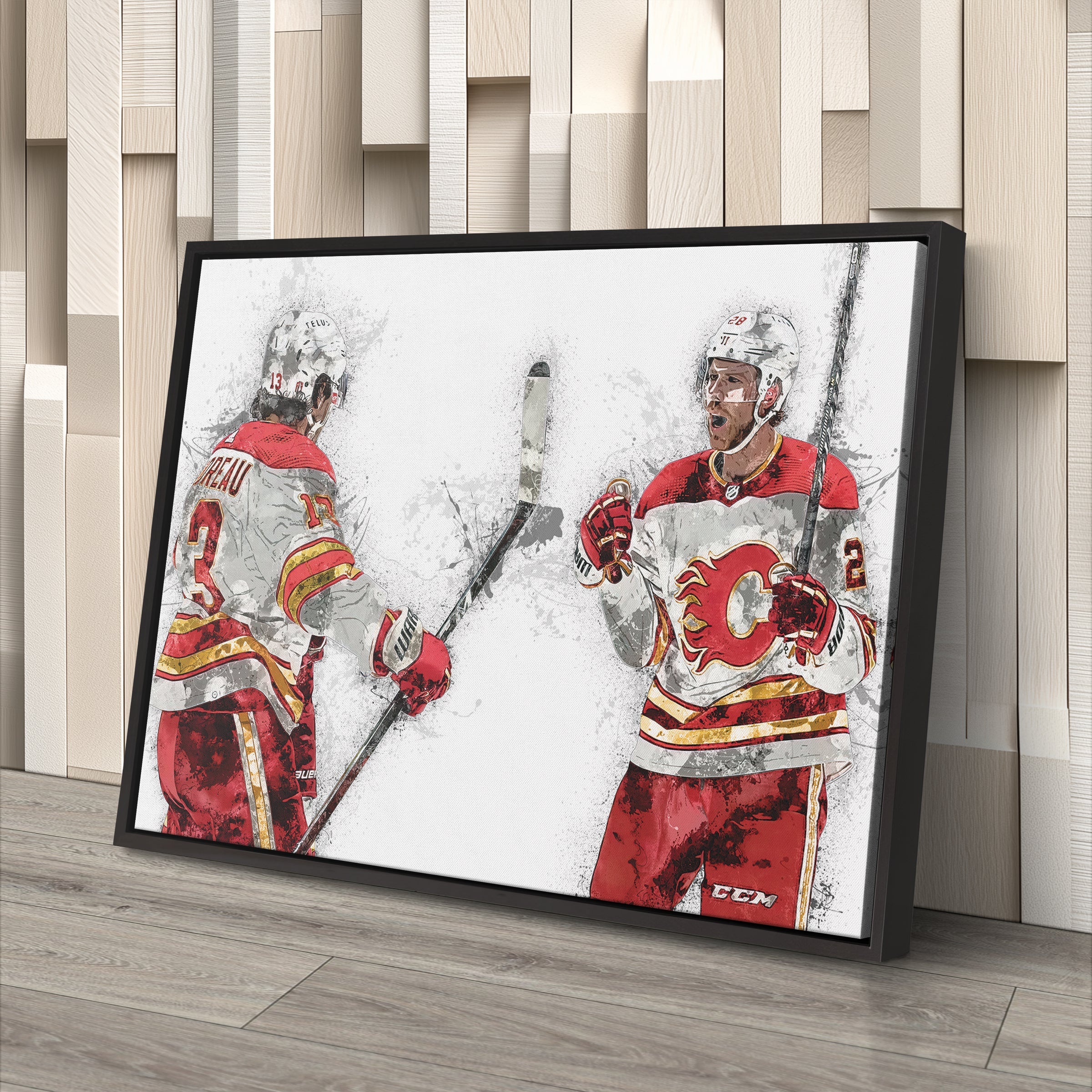 Johnny Gaudreau & Elias Lindholm Canvas Art – Calgary Flames Wall Decor