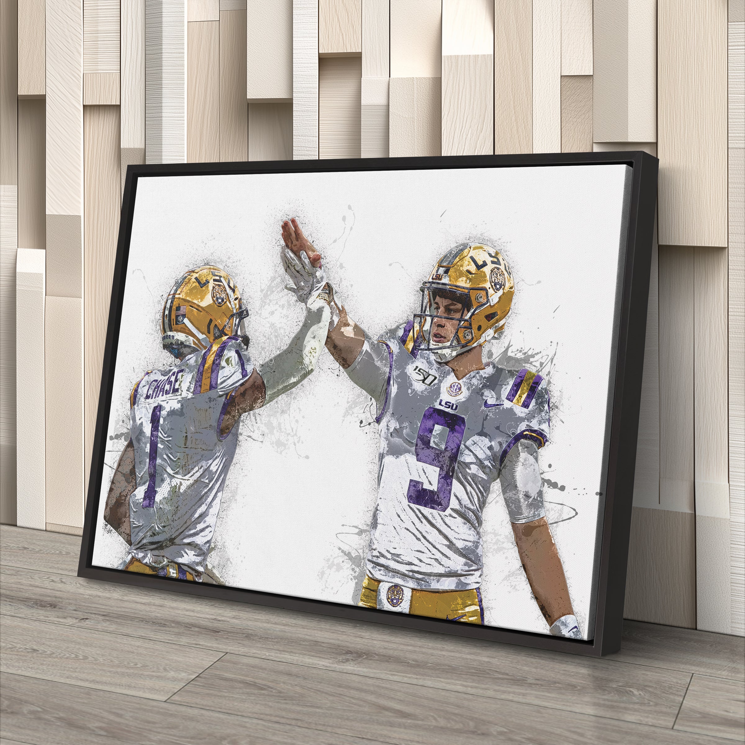 Joe Burrow & Ja'Marr Chase Canvas Art – LSU Tigers Wall Decor