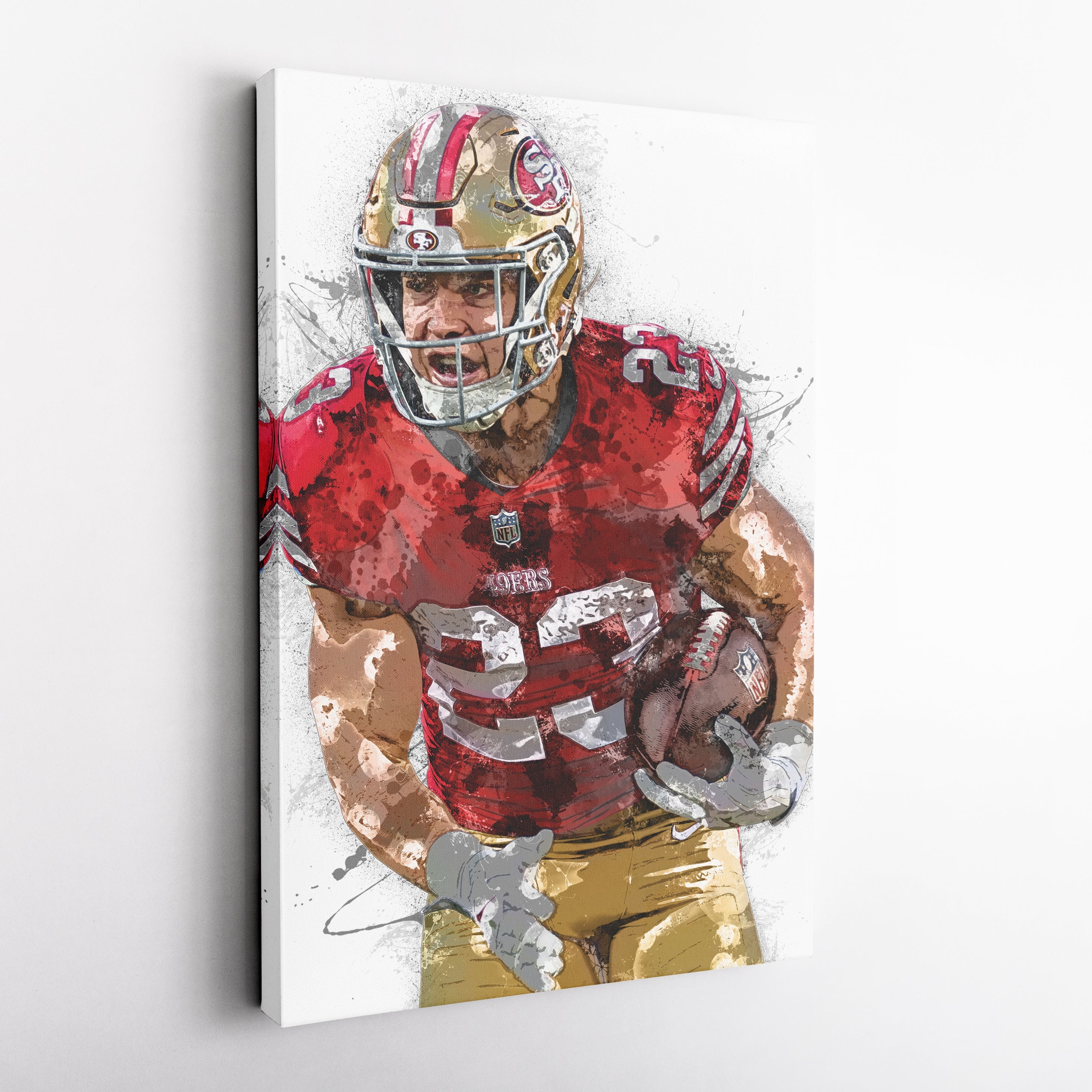 Christian McCaffrey Canvas Art – San Francisco 49ers Wall Decor