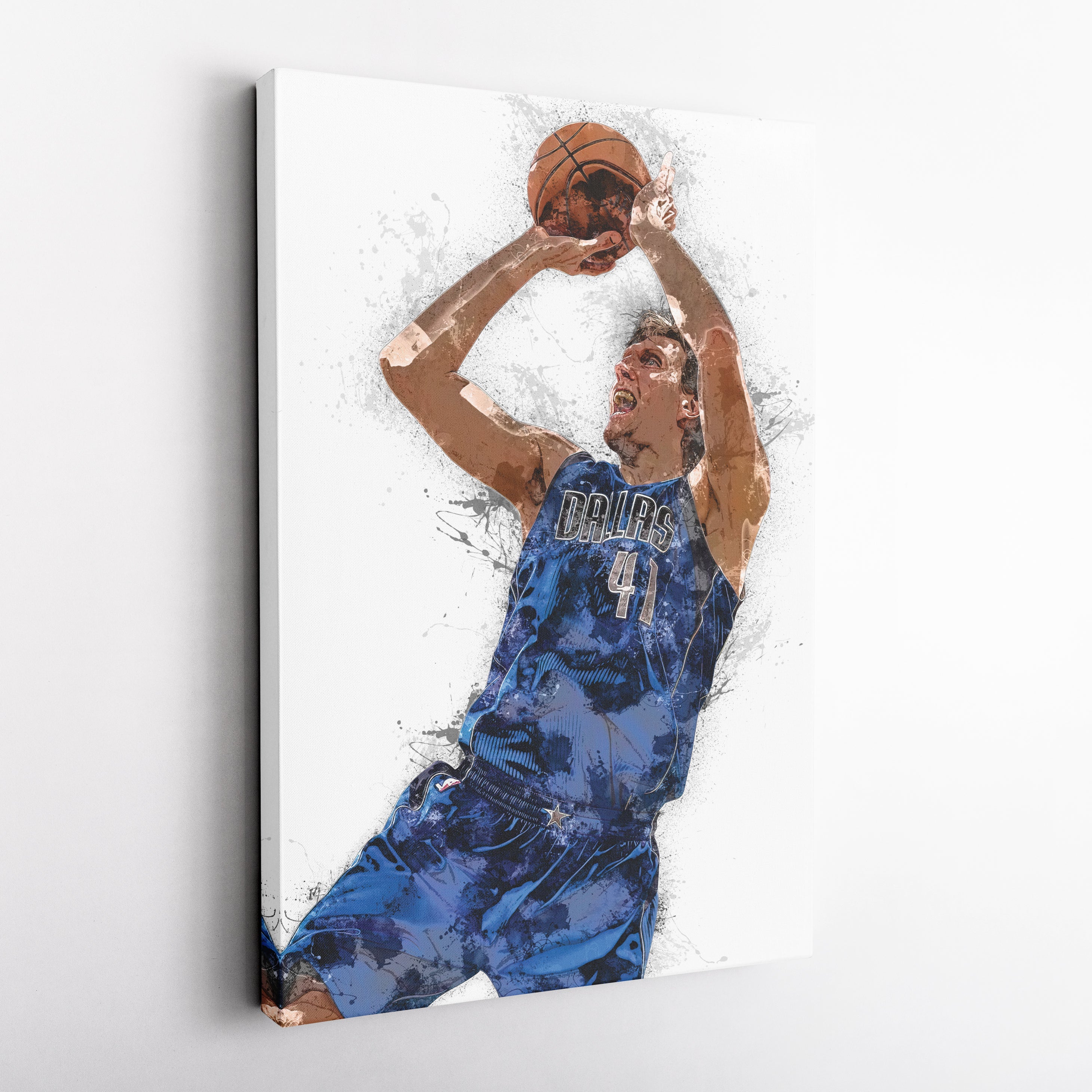 Dirk Nowitzki Canvas Art – Dallas Mavericks Legend Wall Decor