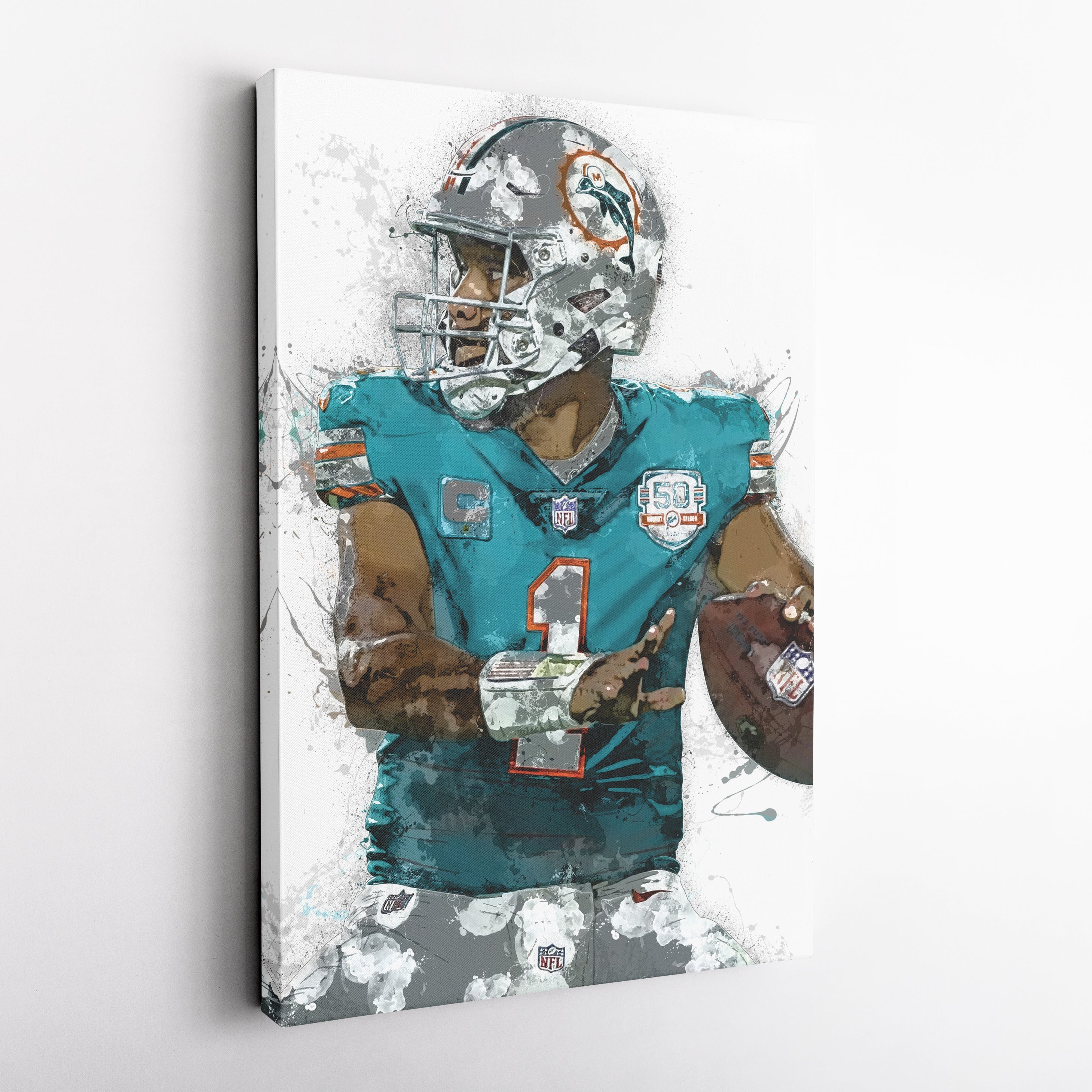 Tua Tagovailoa Canvas Art – Miami Dolphins Wall Decor