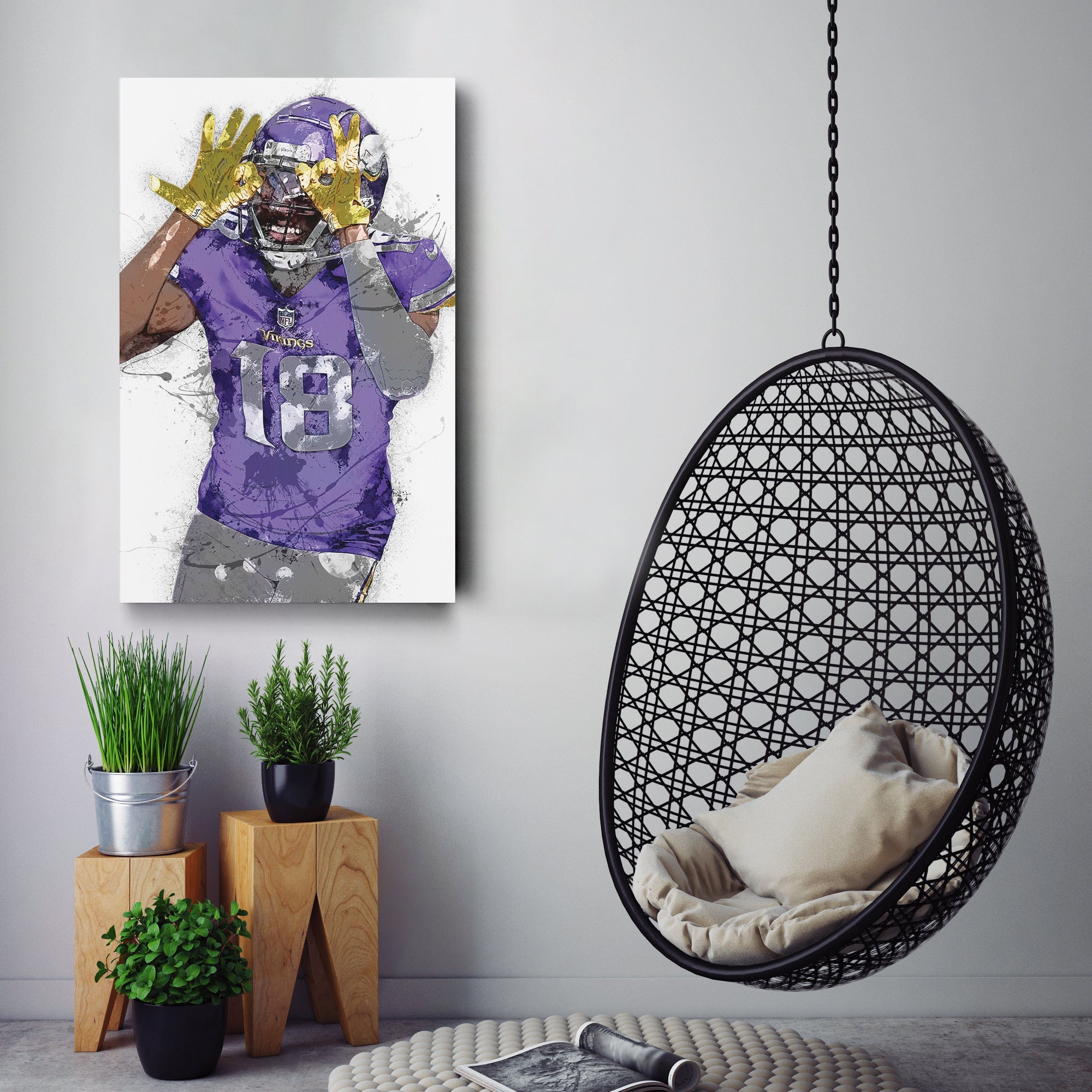 Justin Jefferson Canvas Art – Minnesota Vikings Wall Decor