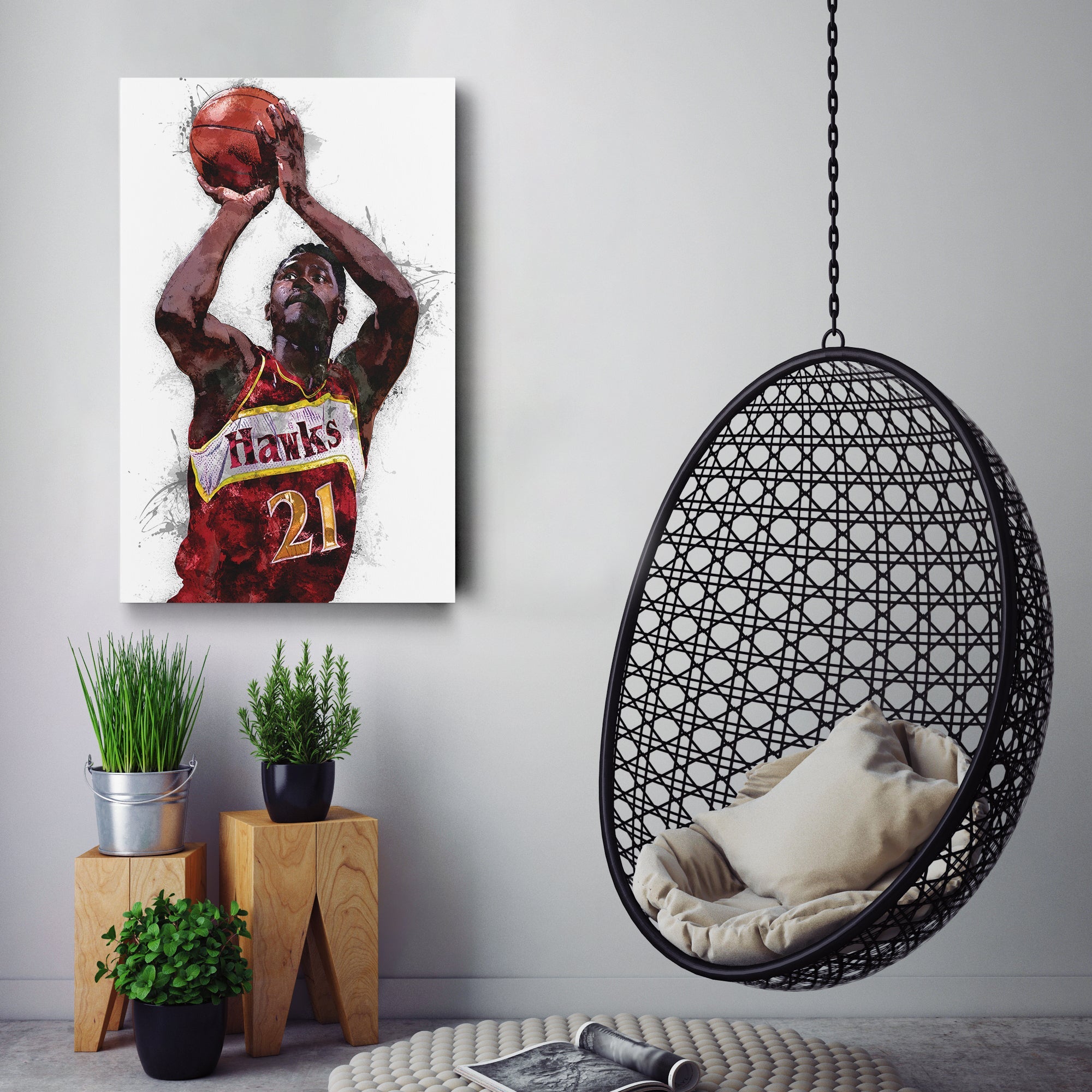 Dominique Wilkins Canvas Art – Atlanta Hawks Wall Decor