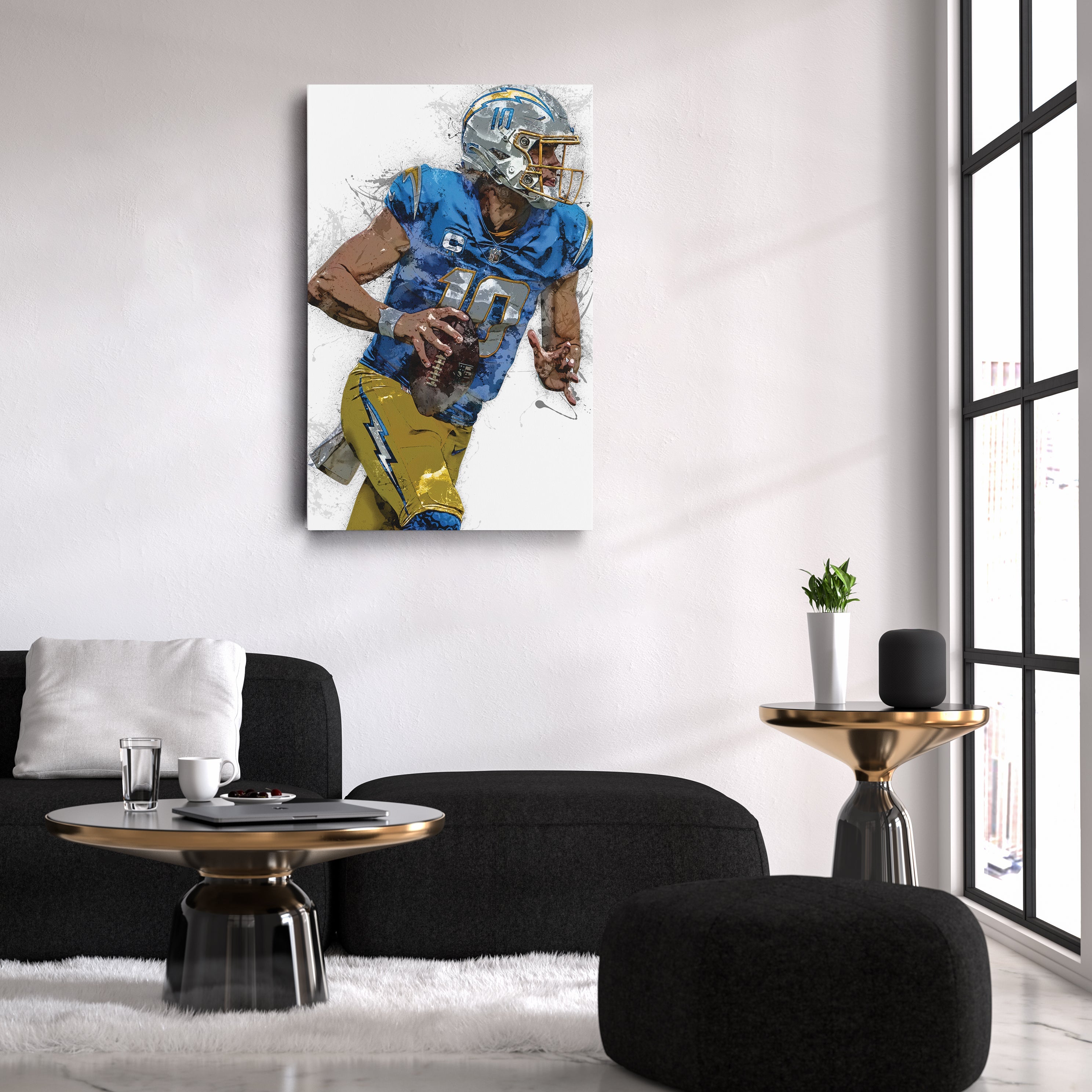 Justin Herbert Canvas Art – Los Angeles Chargers Wall Decor