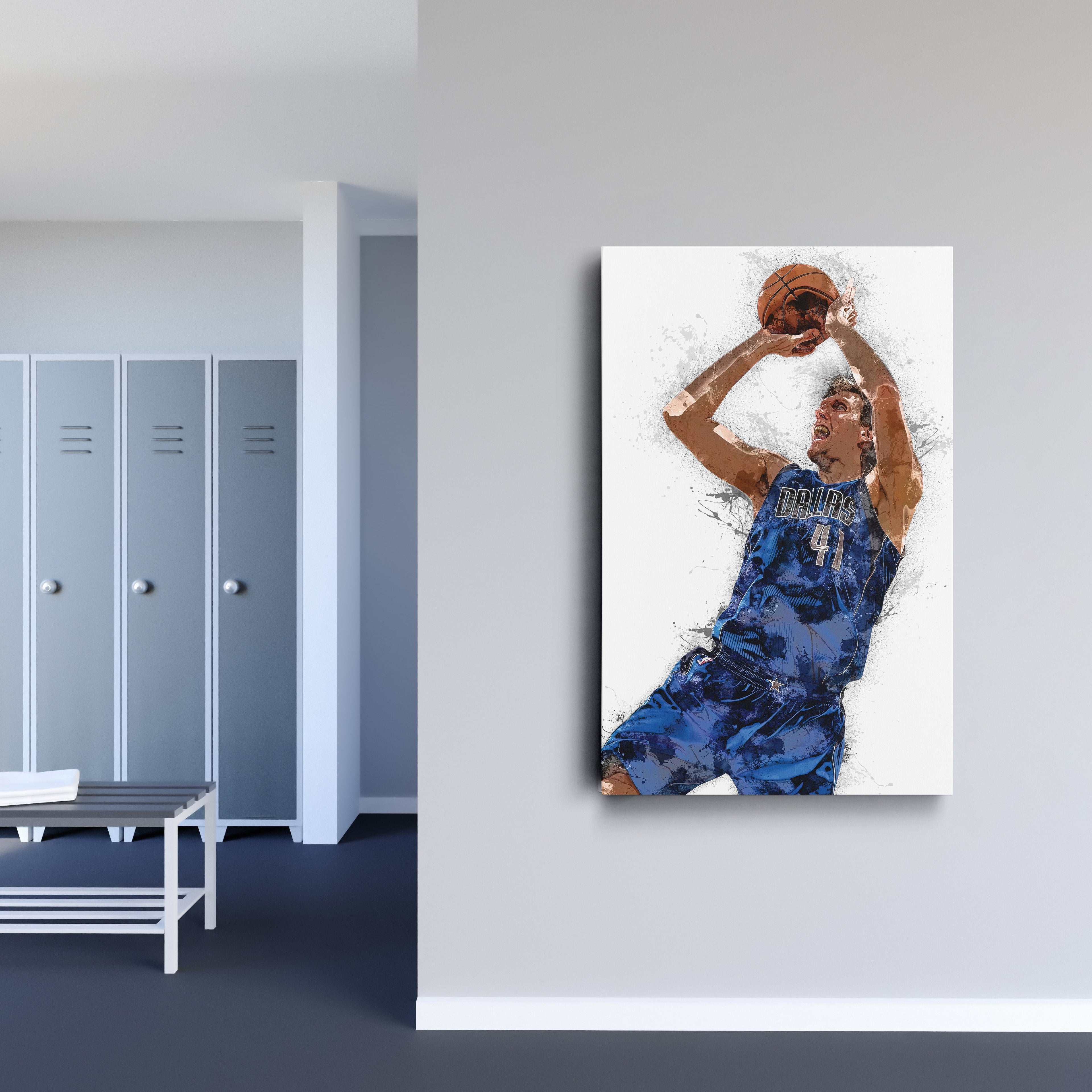Dirk Nowitzki Canvas Art – Dallas Mavericks Legend Wall Decor