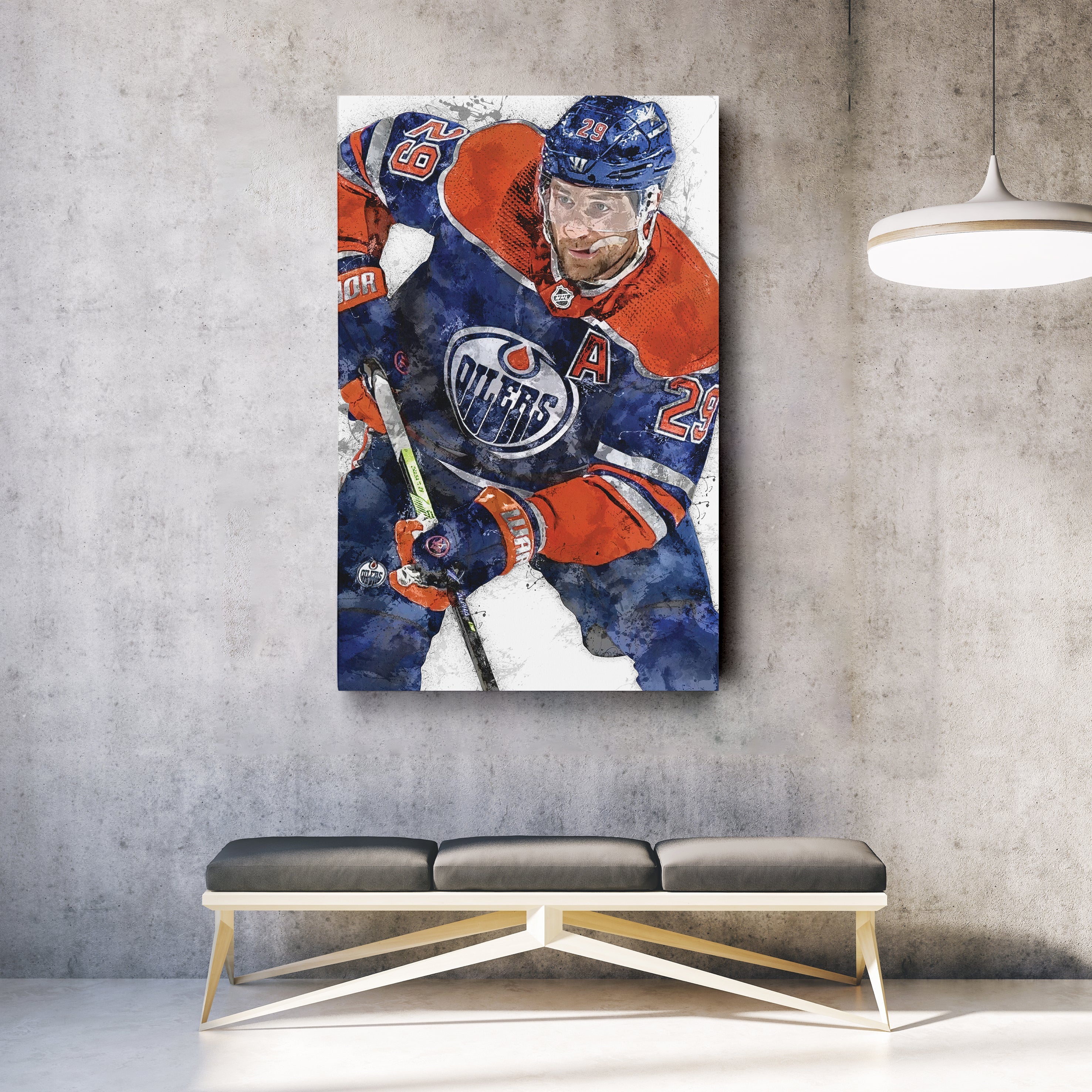 Leon Draisaitl Canvas Art – Edmonton Oilers Wall Decor