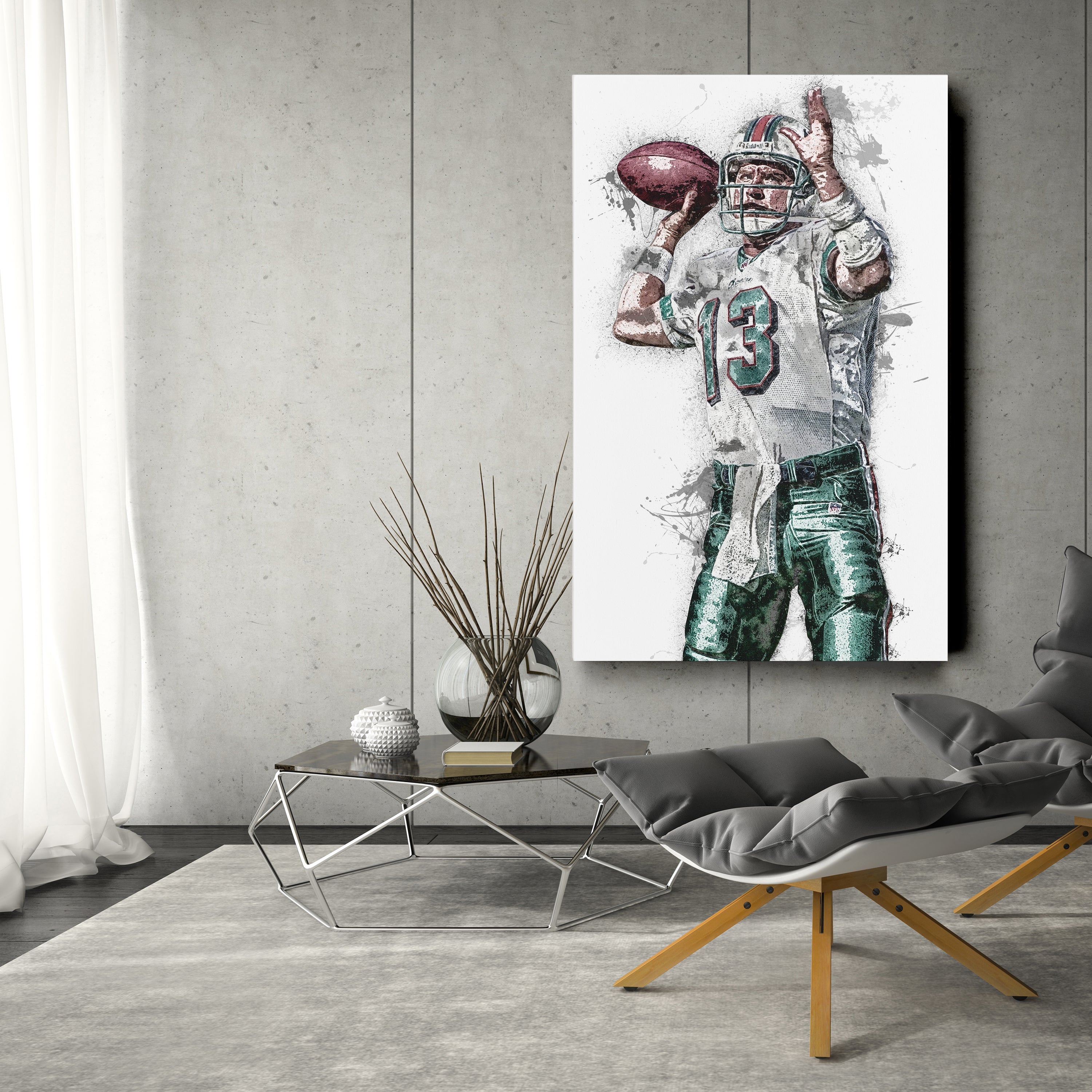 Dan Marino Canvas Art – Miami Dolphins Wall Decor