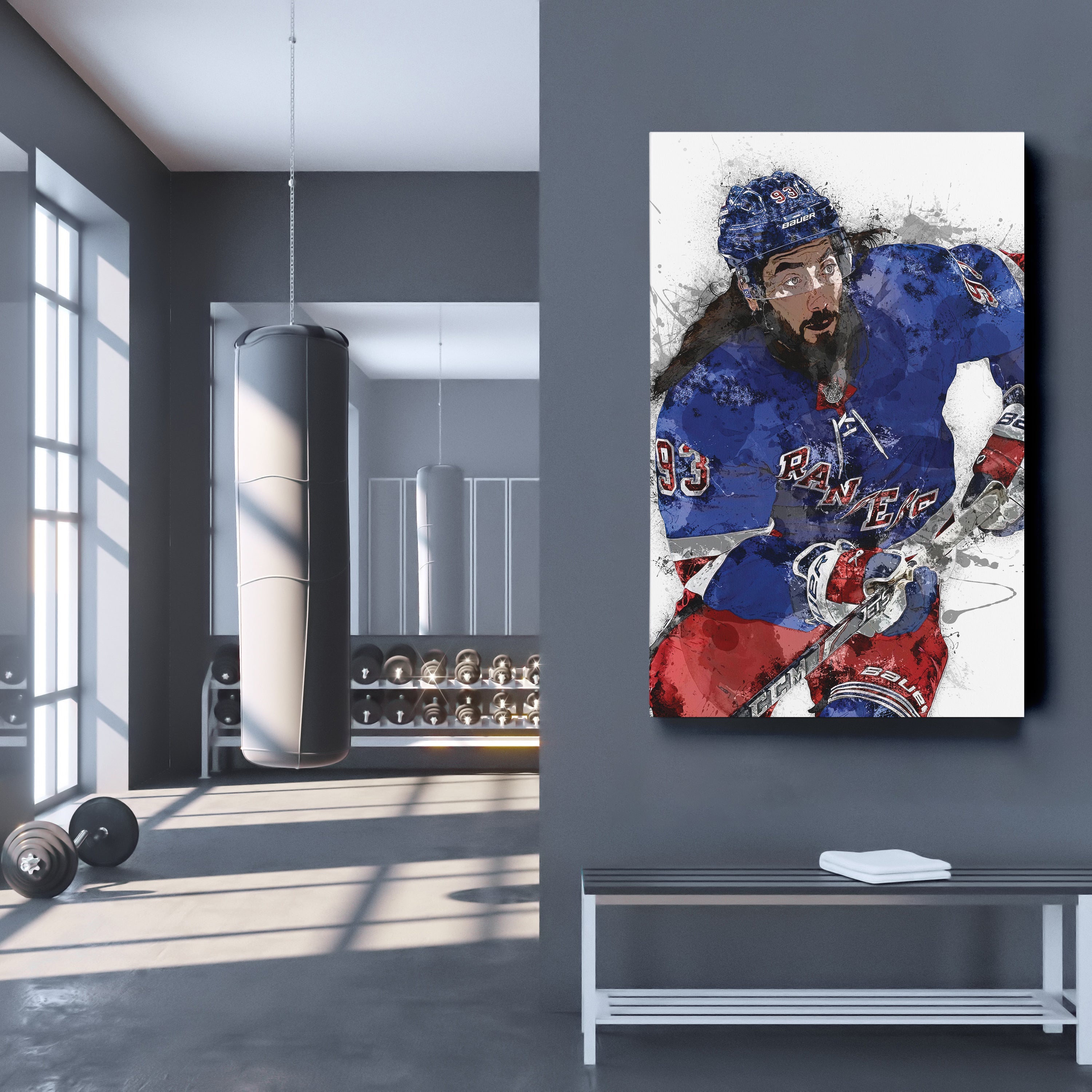 Mika Zibanejad Canvas Art – New York Rangers Wall Decor