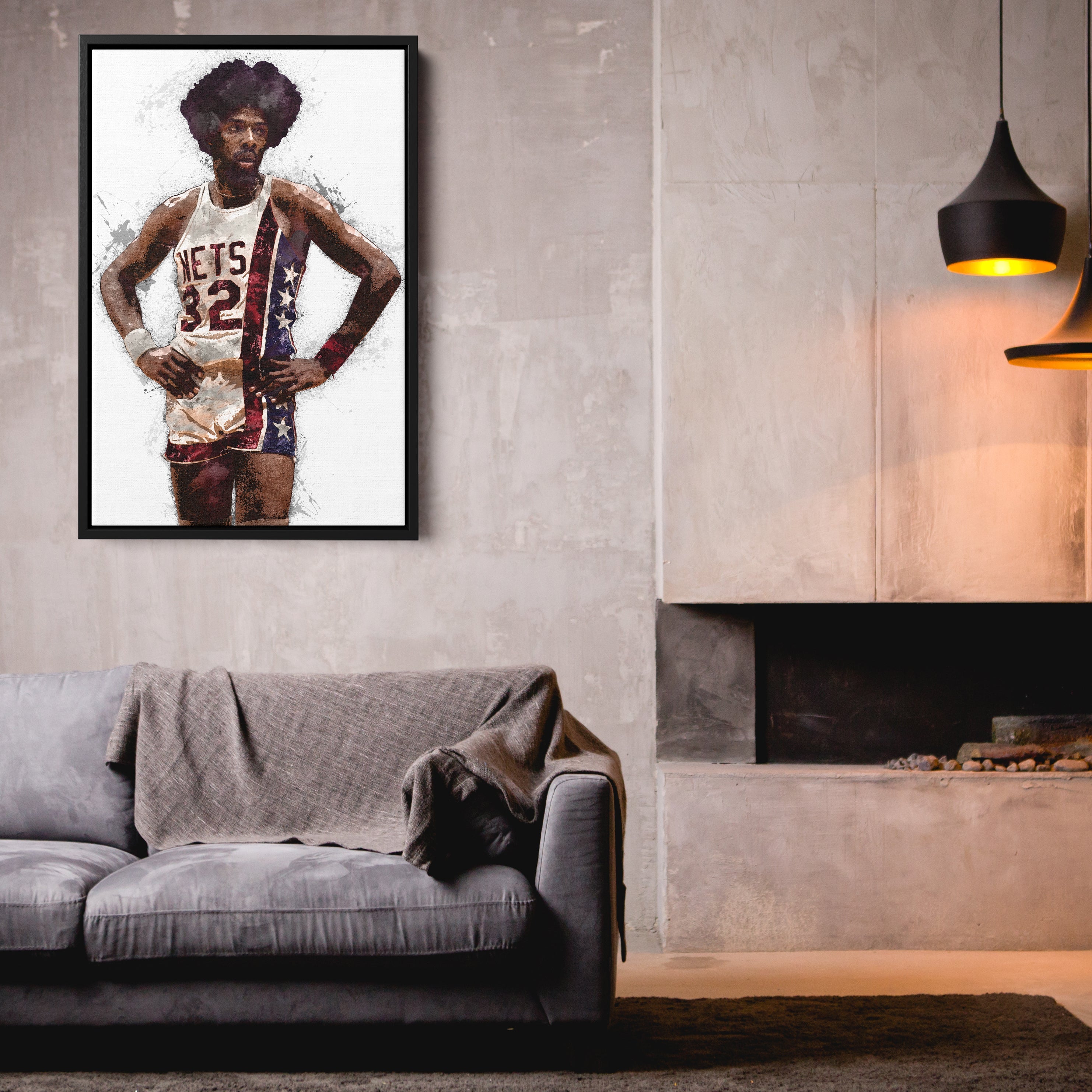 Julius Erving Canvas Art – New Jersey Nets Wall Decor