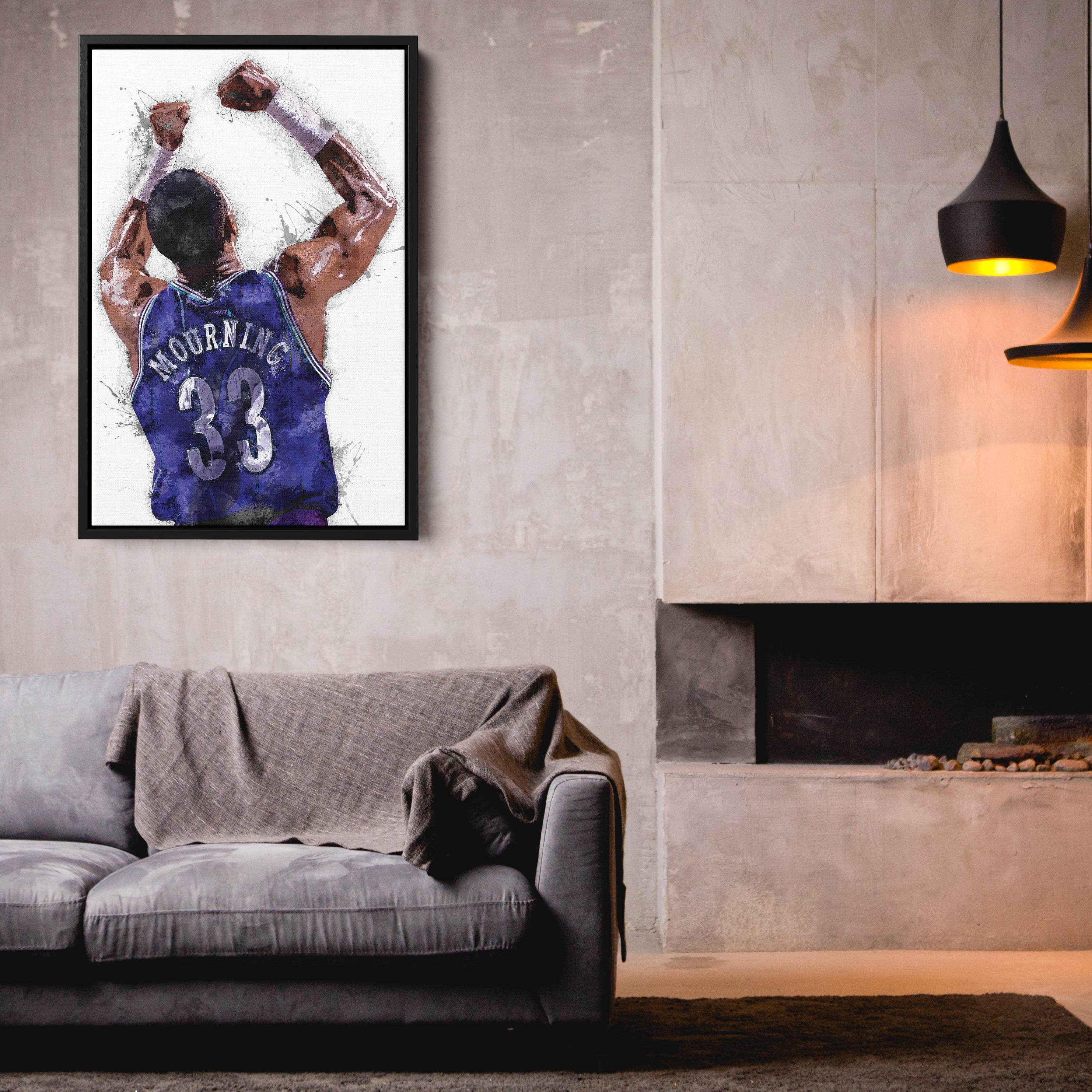 Alonzo Mourning Canvas Art – Charlotte Hornets Wall Decor