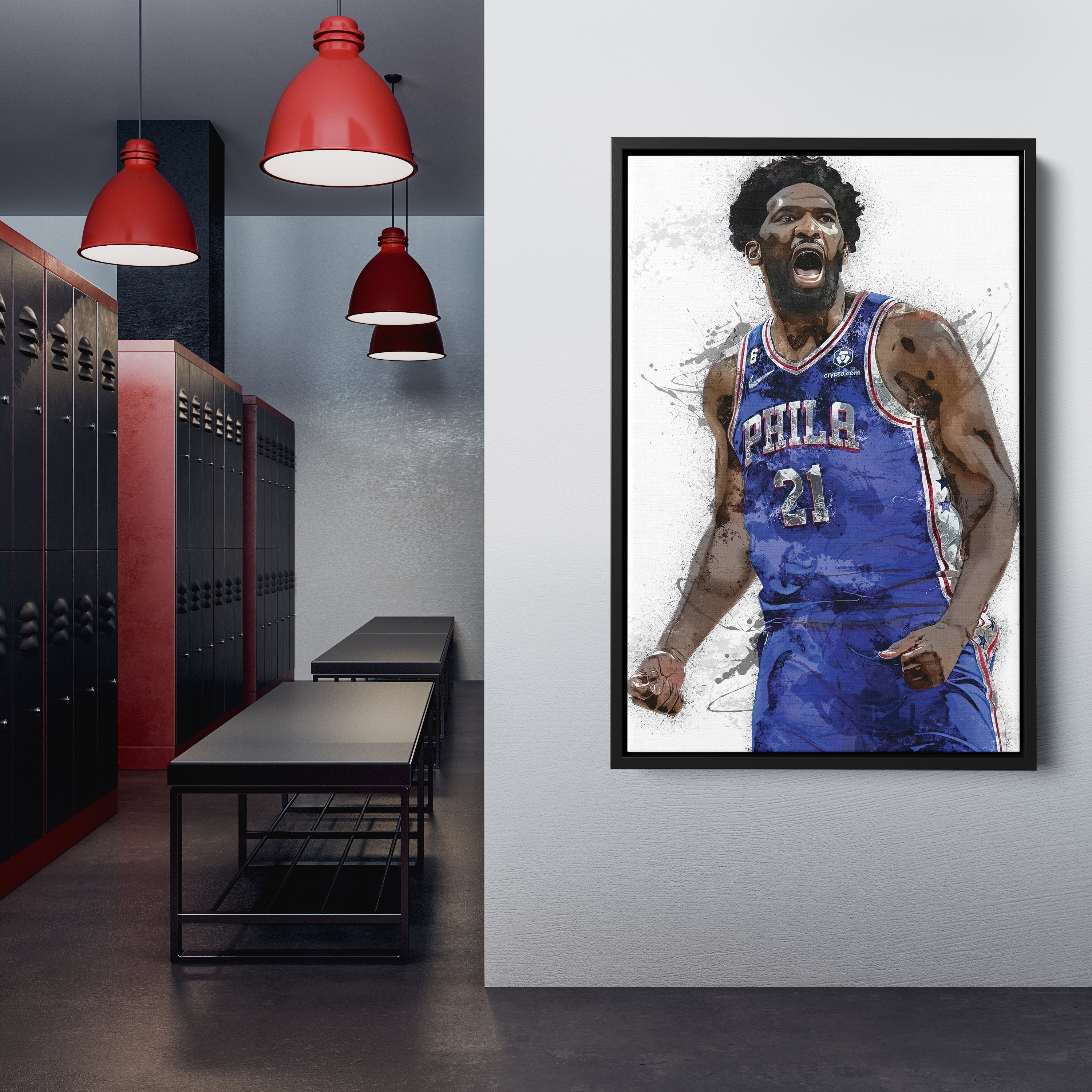 Joel Embiid Canvas Art – Philadelphia 76ers Wall Decor