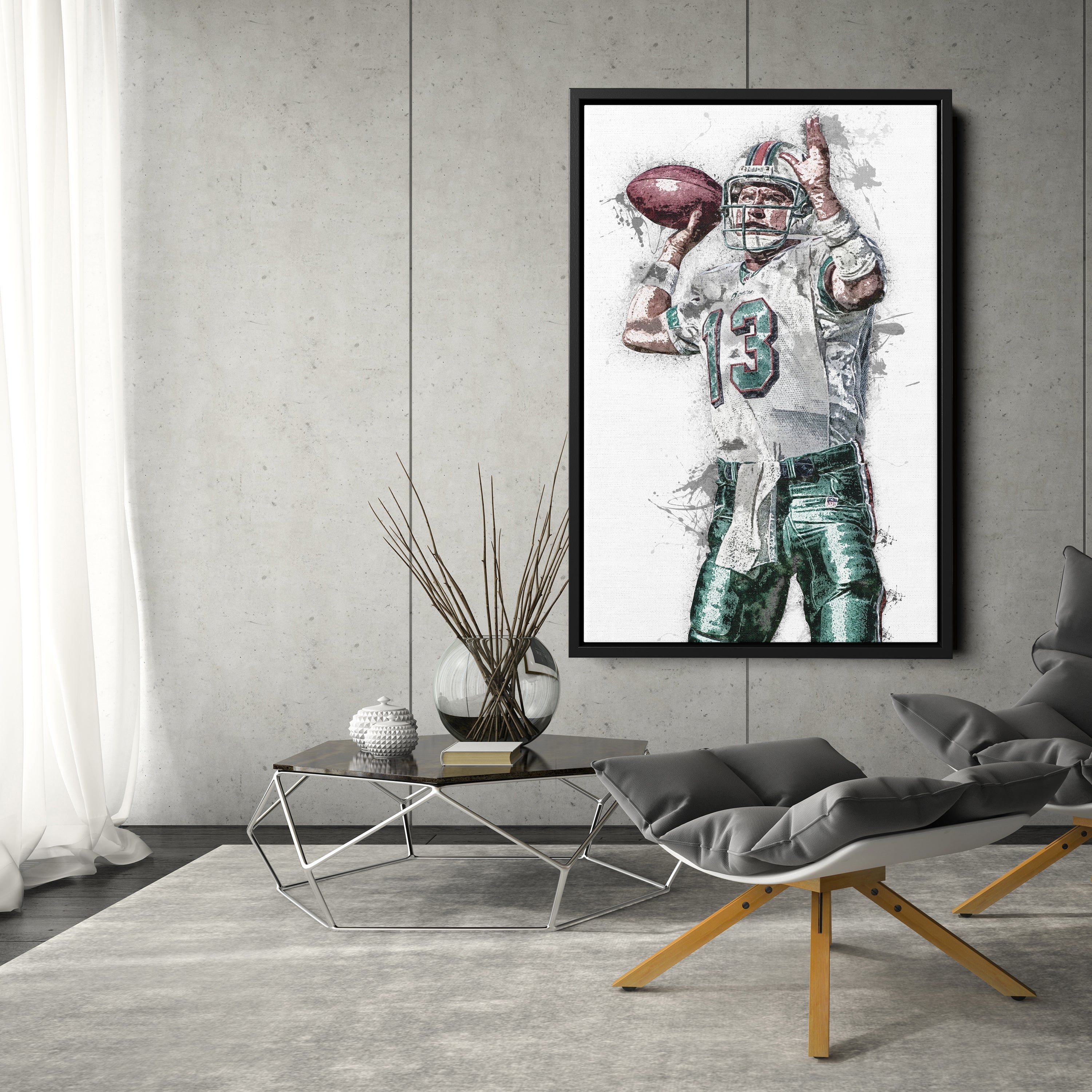 Dan Marino Canvas Art – Miami Dolphins Wall Decor