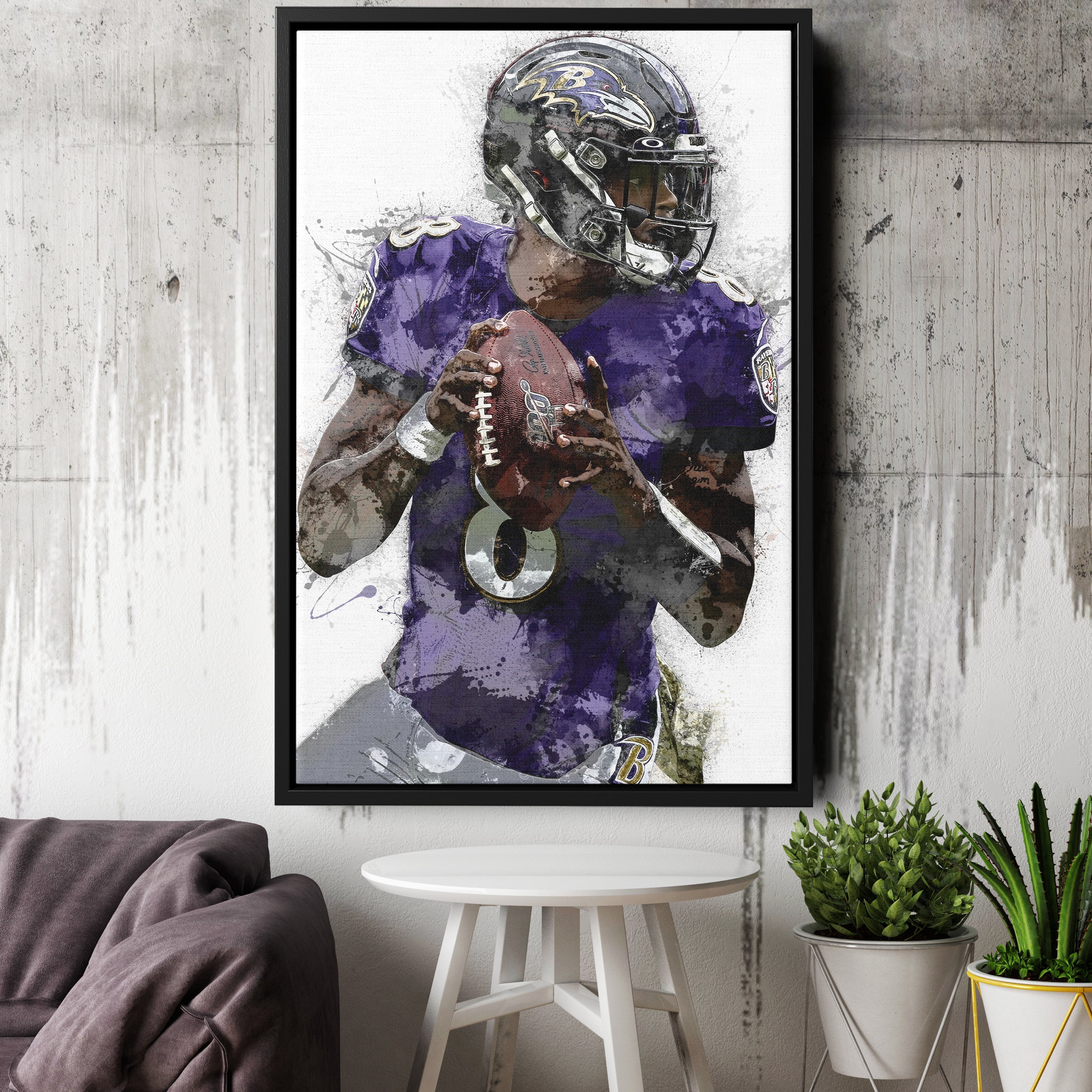 Lamar Jackson Canvas Art – Baltimore Ravens Wall Decor