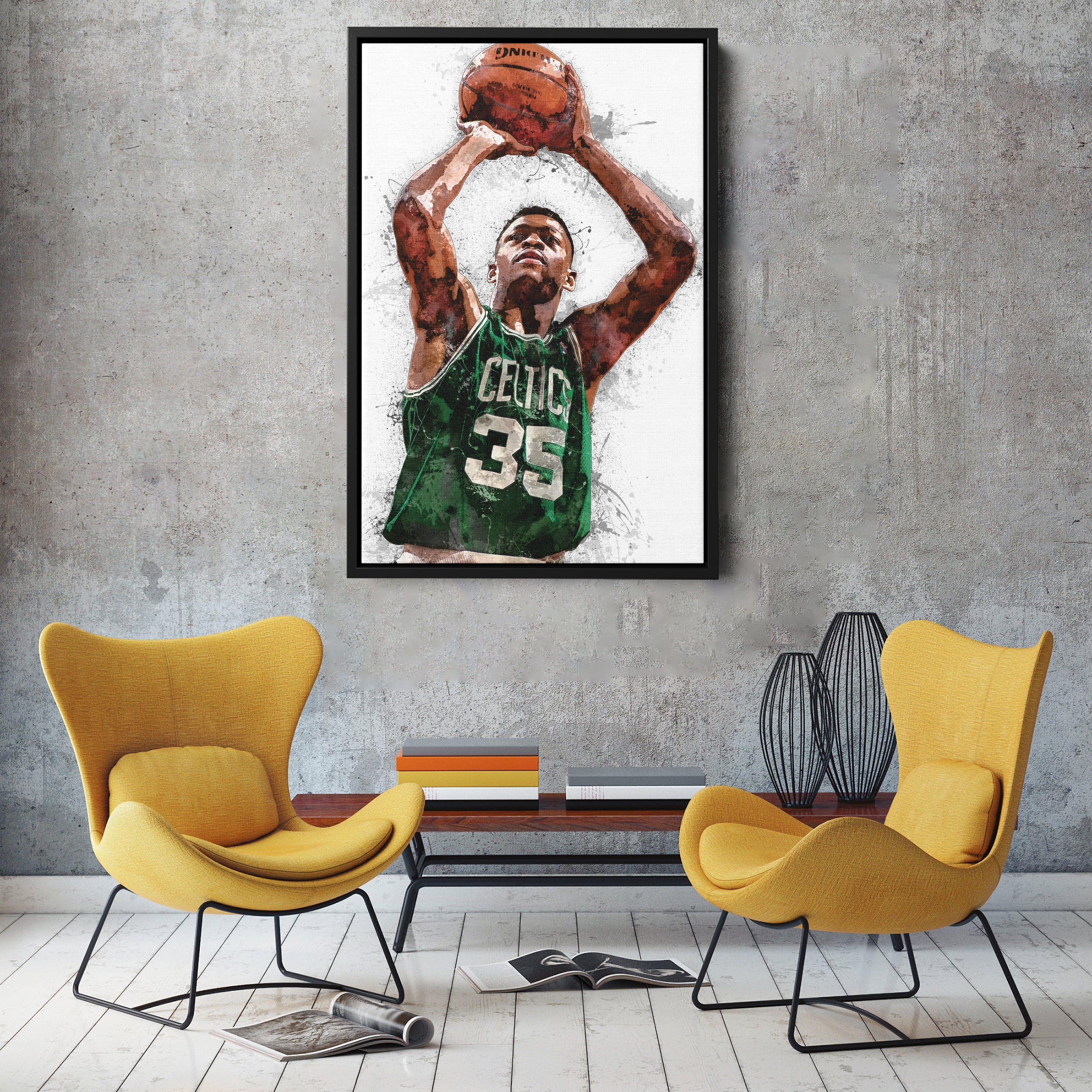 Reggie Lewis Canvas Art – Boston Celtics Wall Decor