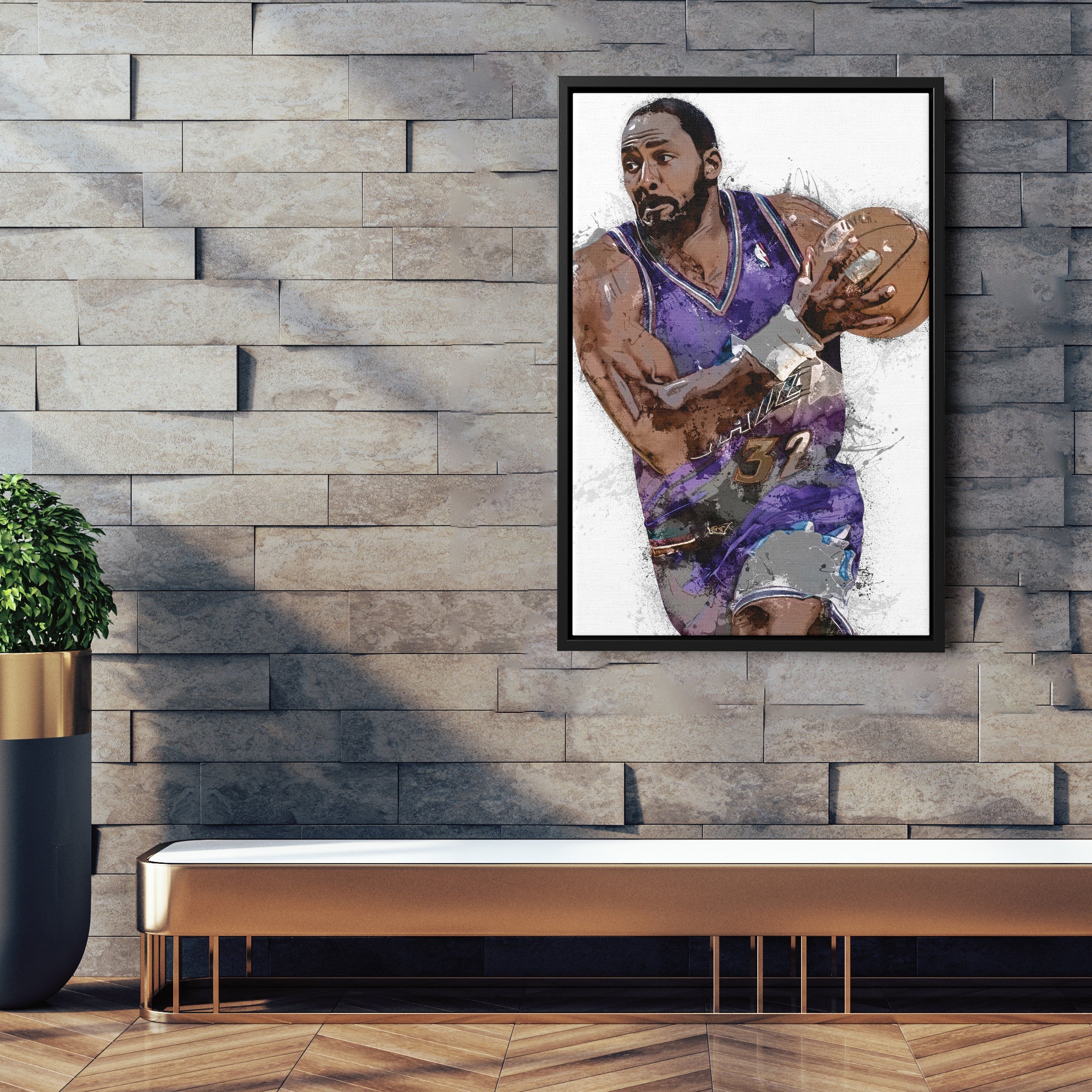 Karl Malone Canvas Art – Utah Jazz Wall Decor