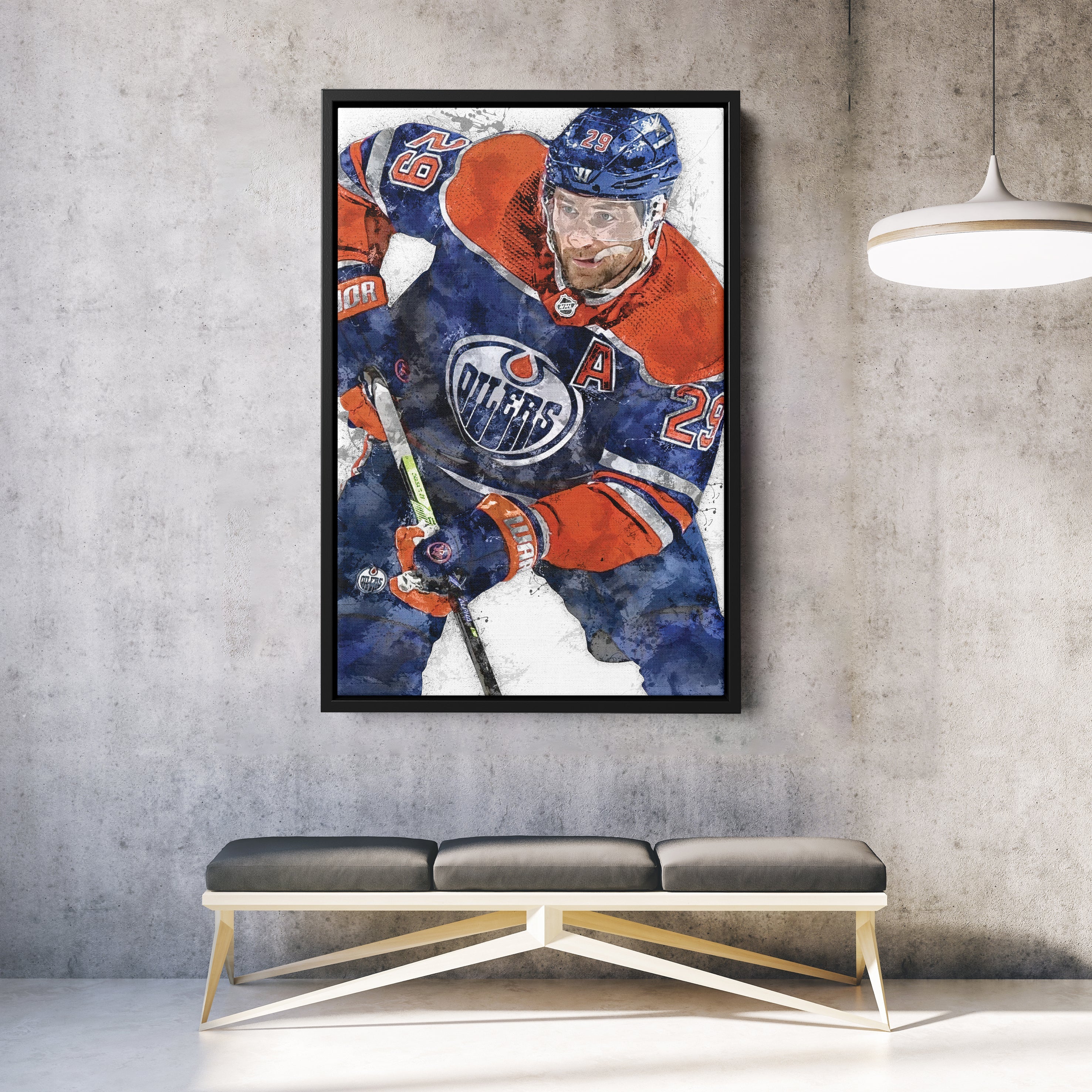 Leon Draisaitl Canvas Art – Edmonton Oilers Wall Decor