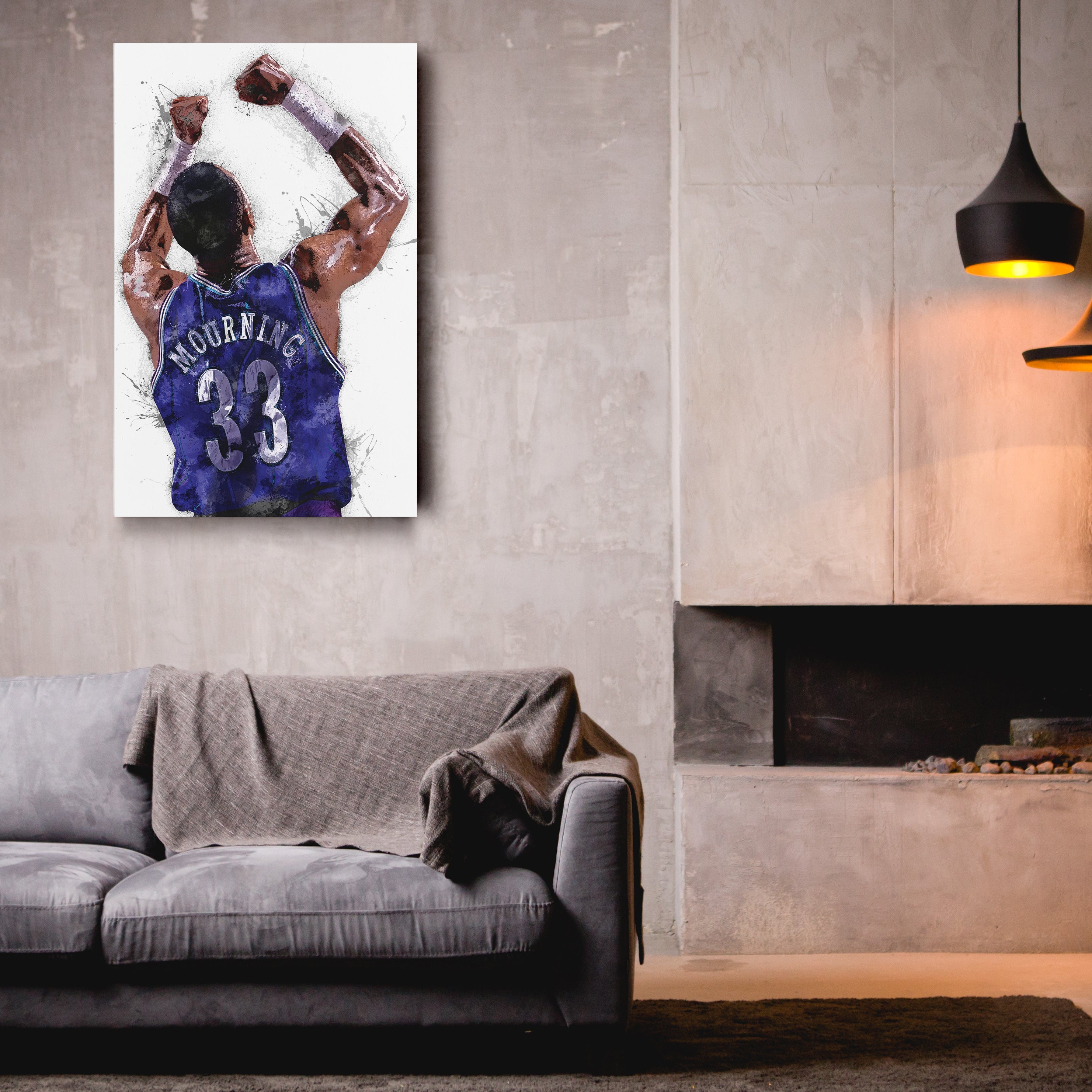 Alonzo Mourning Canvas Art – Charlotte Hornets Wall Decor