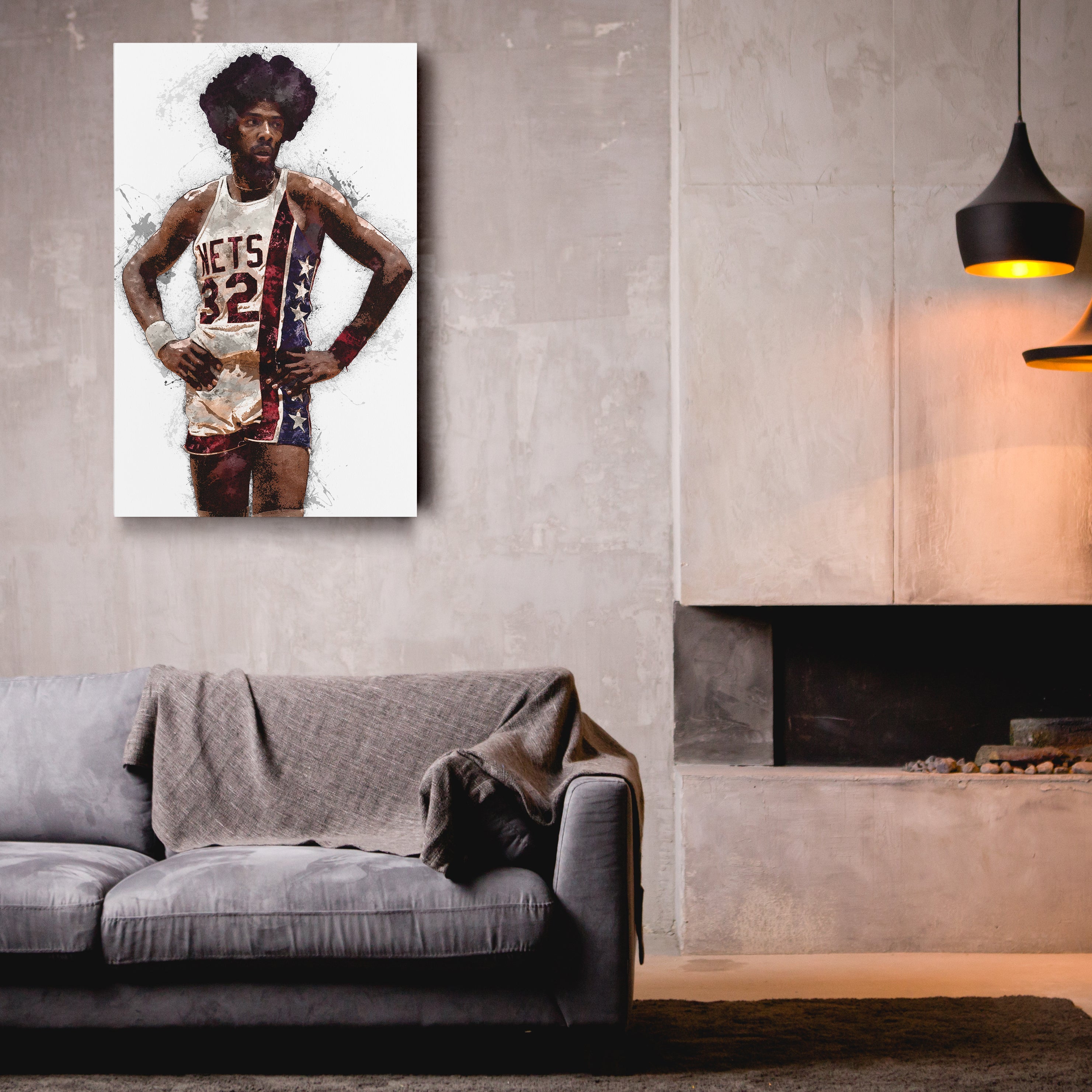 Julius Erving Canvas Art – New Jersey Nets Wall Decor